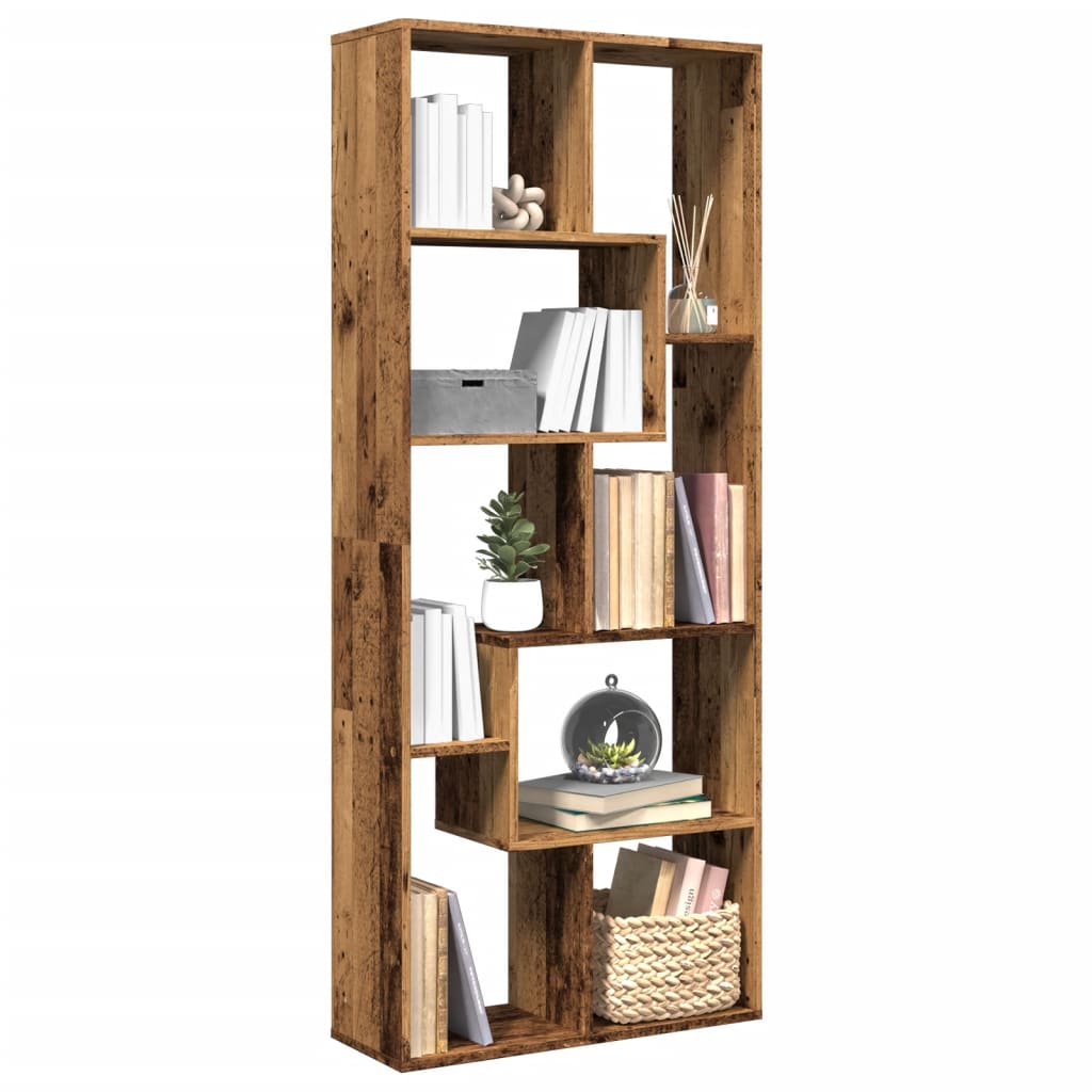 Étagère de rangement | Étagère séparatrice de pièce vieux bois 67x25x161,5 cm CFW24705 - 2