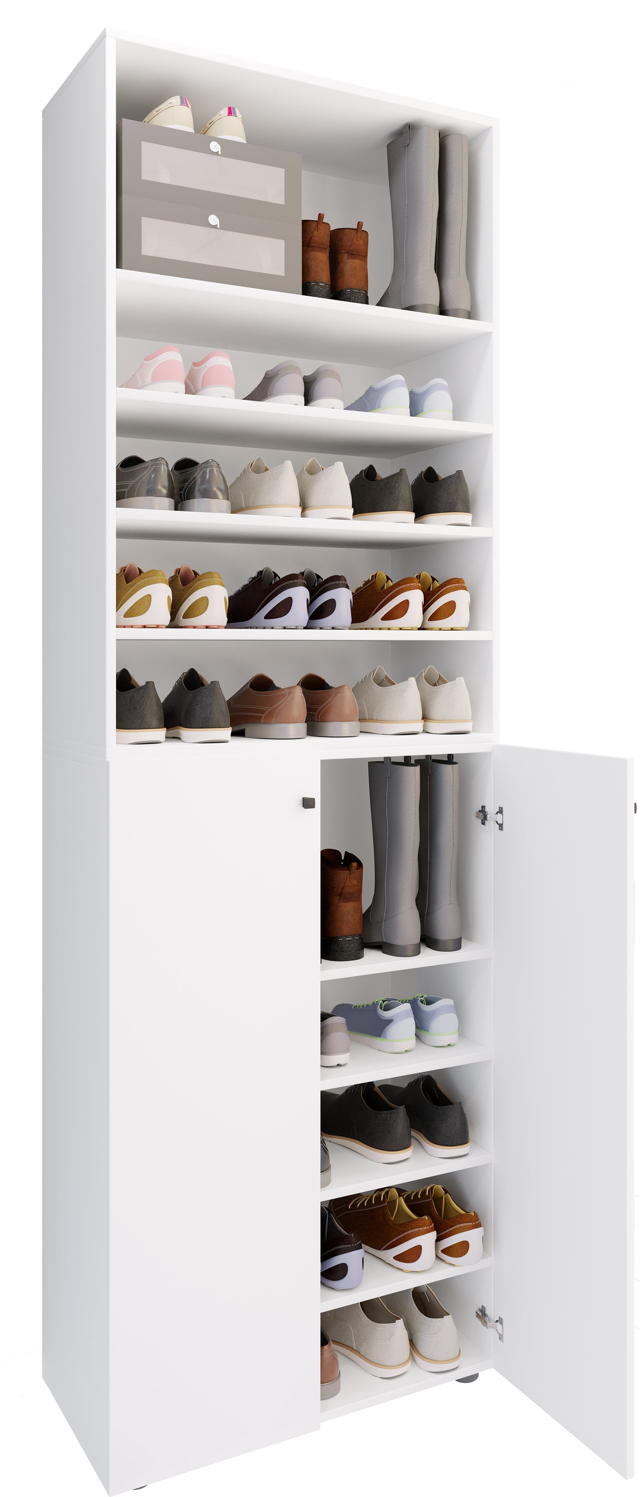 VCM Szafka na buty Lona Biały H. 220 x B. 70 x T. 40cm
