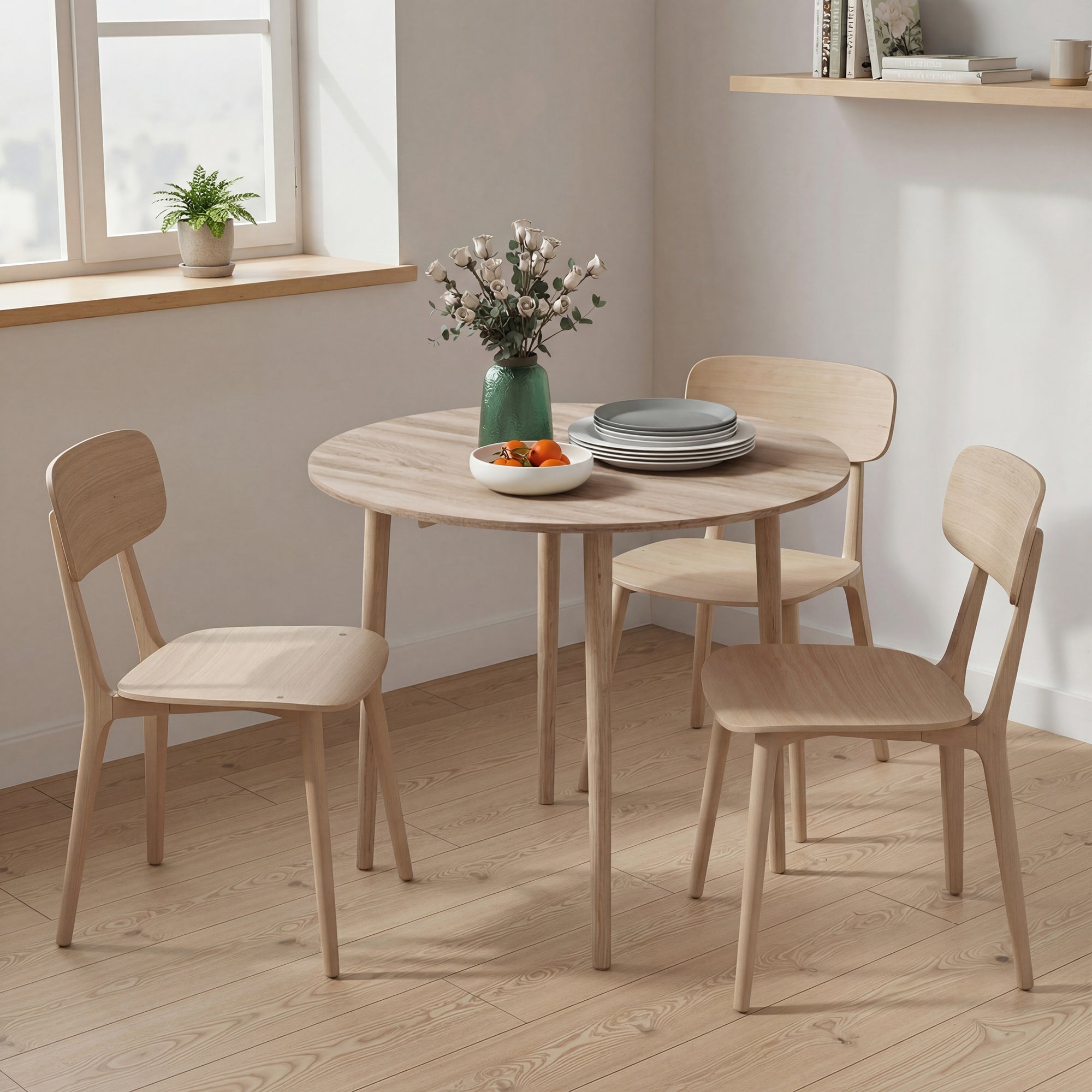 Pliant réversible table pour cuisine et salon, déjeuner table en Veneer et bois de pin, Ø89x73.5 cm, couleur bois - 9