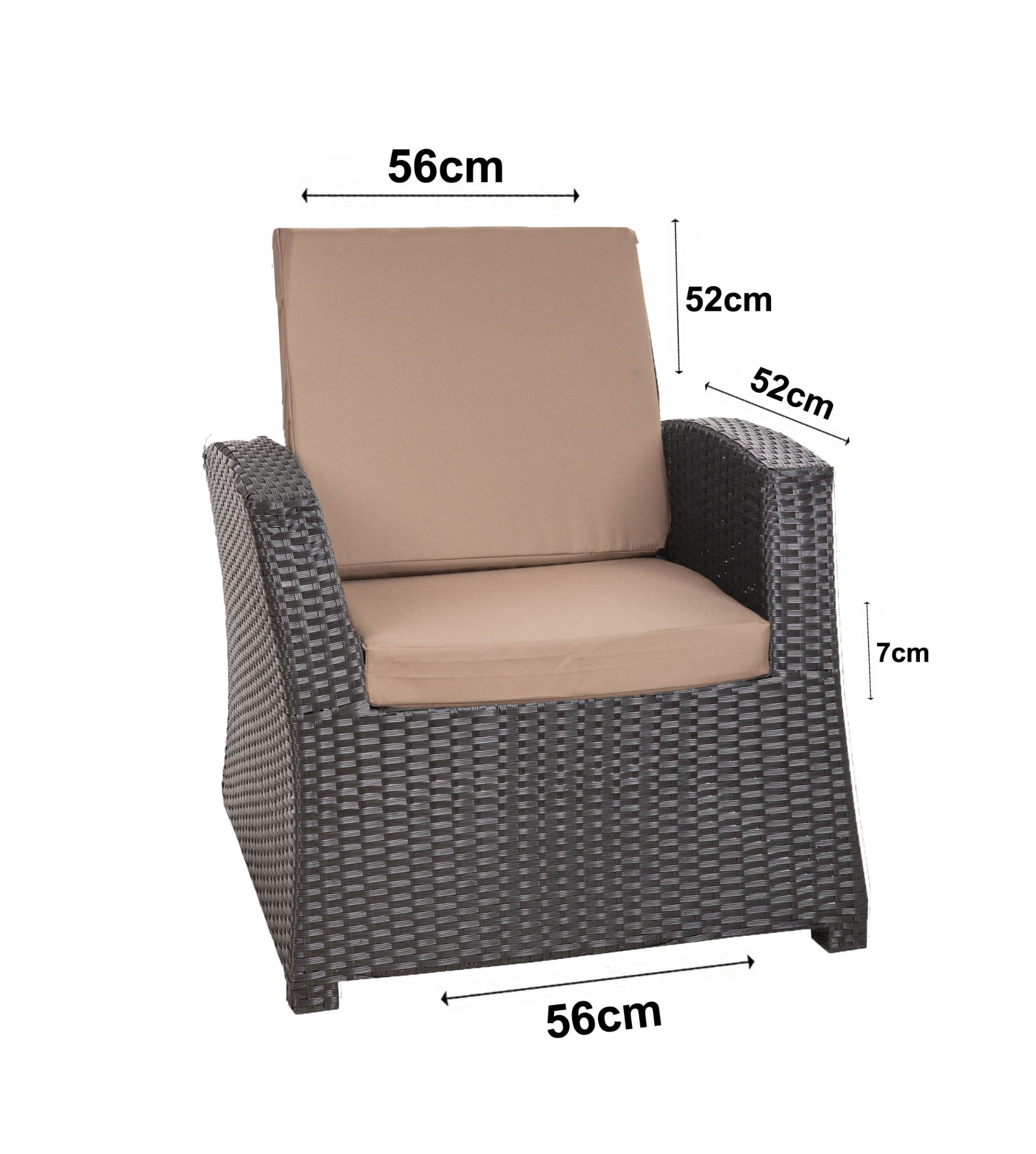Cuscino per sedia in polyrattan 56x52x7cm Set di 4 cuscini per sedia- Cuscino per poltrona da giardino Beige/ cuscino schienale seduta per esterni - 3