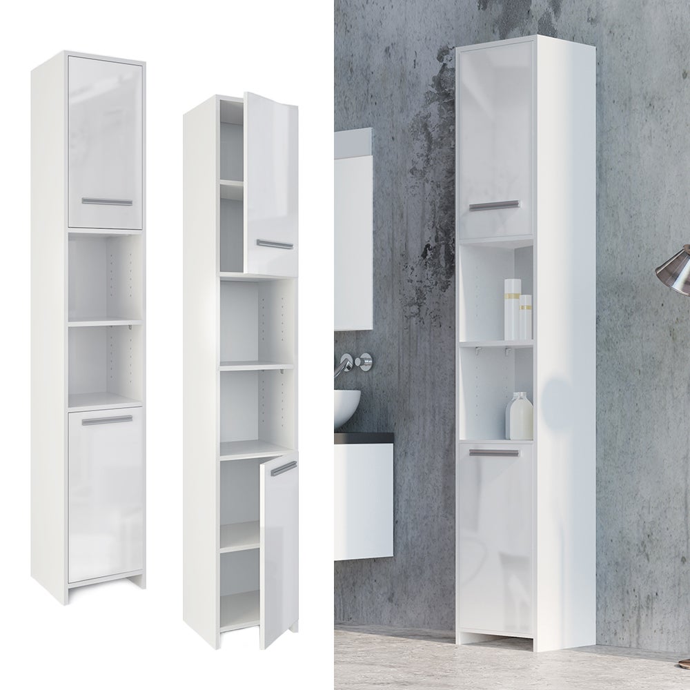 Meuble Haut Salle De Bain Vicco Otis - Blanc, 190 Cm, 5 étagères, NEUF