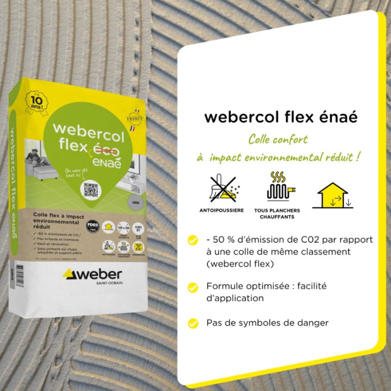 Colle carrelage WEBERCOL FLEX ENAE - sac 25 kg - blanc - 5