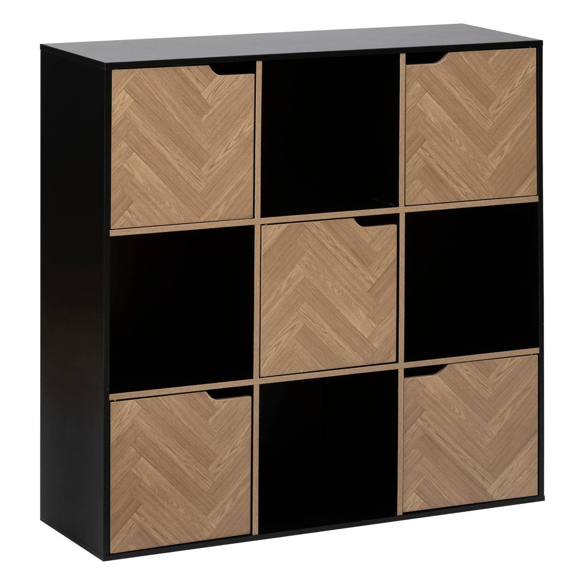 5Five Simply Smart 5Five, Scaffale Mix N Door A 9 Scomparti Effetto Legno E Nero 100,5X32 Cm Negro , Leroy Merlin