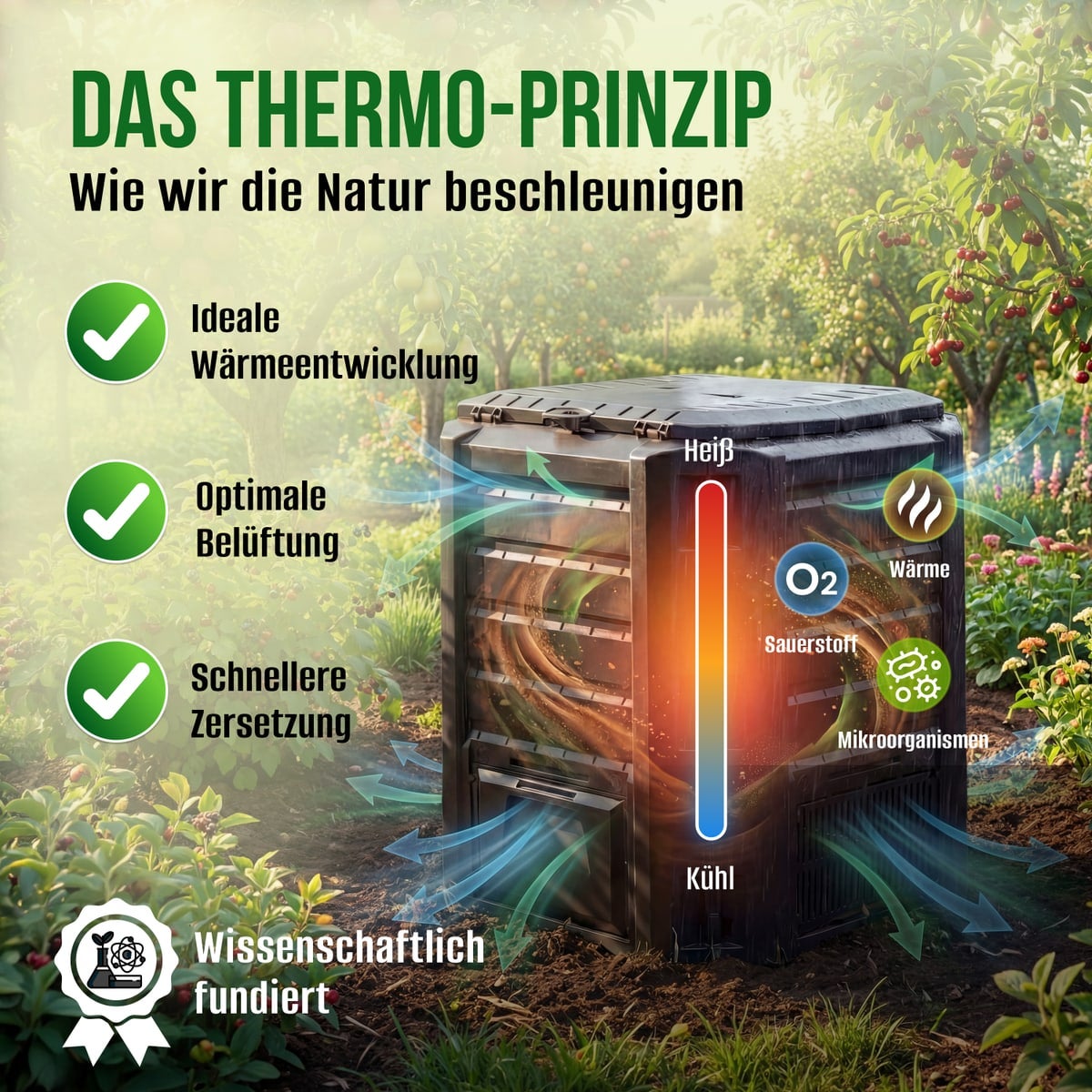 Compostador Hotbin Negro 380L 72x72x83cm - 9