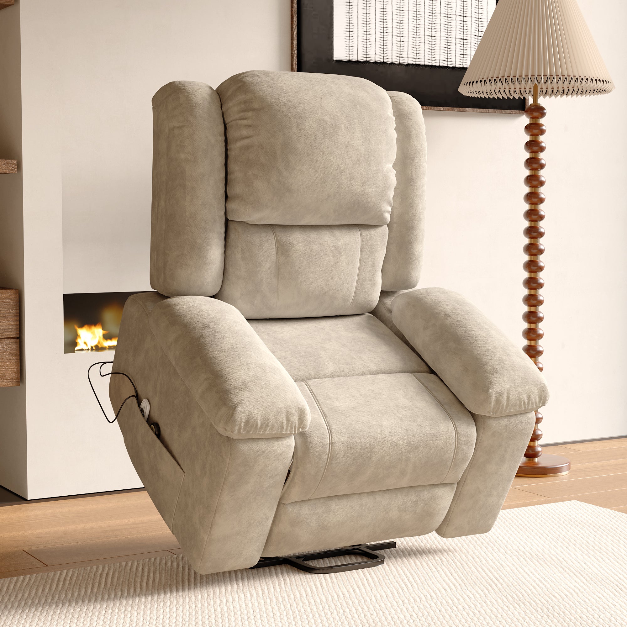 Fauteuil releveur électrique,fauteuil massant relaxation avec fonction massage et chaleur,aide à la verticalisation,chauffage,repose-pieds,port usb - 10