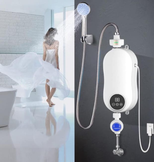 Podgrzewacz wody elektryczny przepływowy do prysznica, kranu z ciepłą wodą, podgrzewacza wody przepływowego do kuchni i łazienki, 5500 W