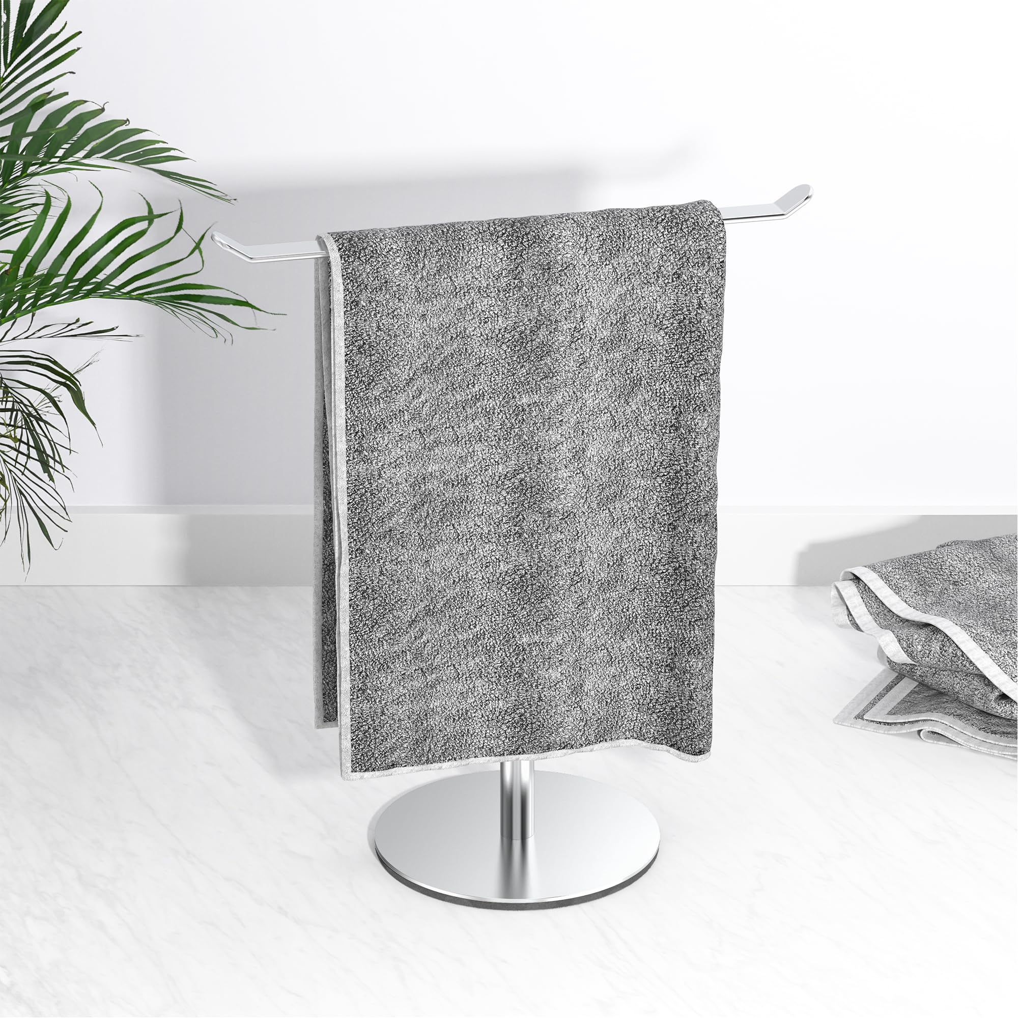 Wieszak na ręczniki w kształcie litery T ze stali nierdzewnej do łazienki i kuchni, wodoodporny organizer blatowy z podstawą odporną na zarysowania - 7