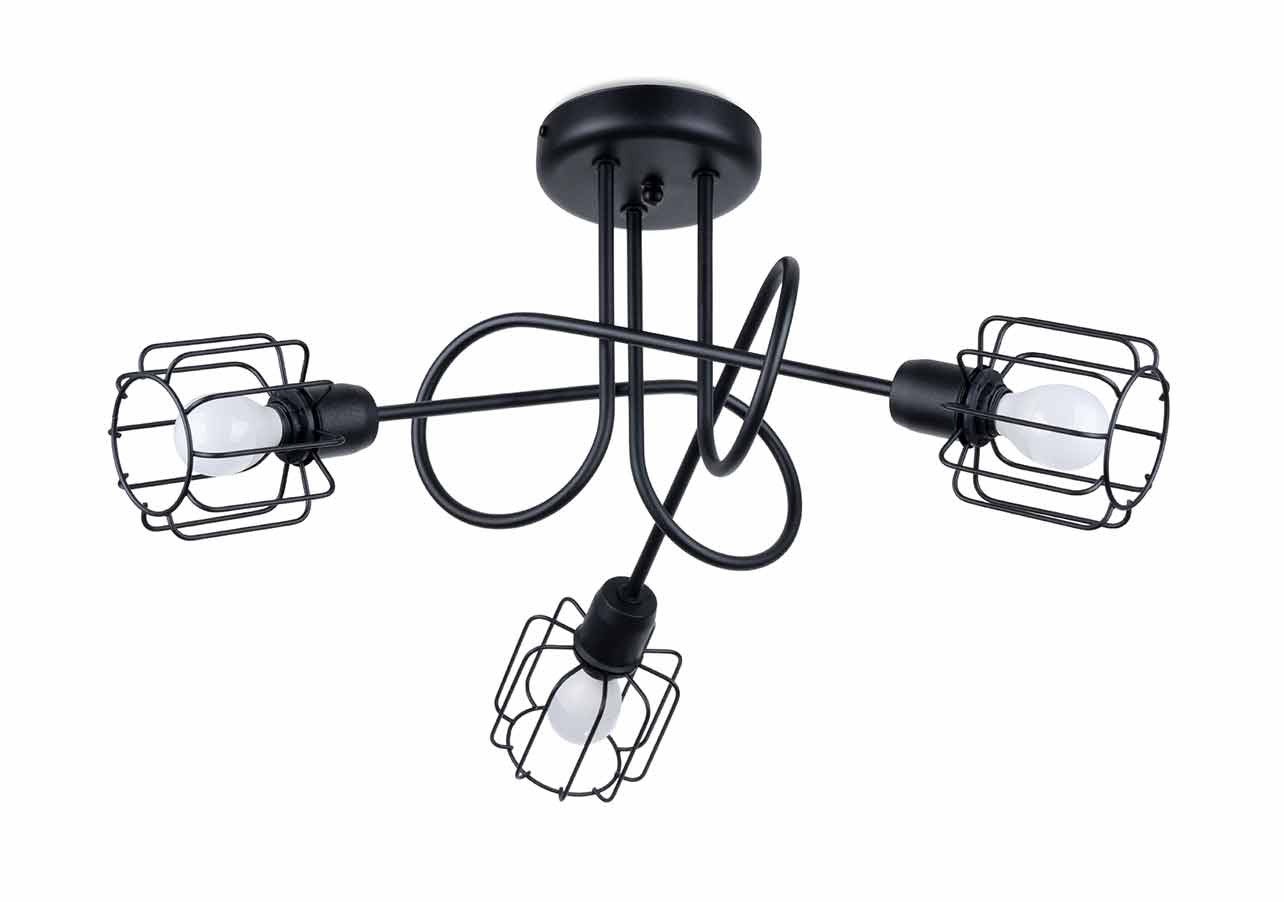 Lampa sufitowa wisząca Belluci czarna 3xE14x40W industrialna wym: 28,5 x 48 x 48 cm metal Sollux Lighting