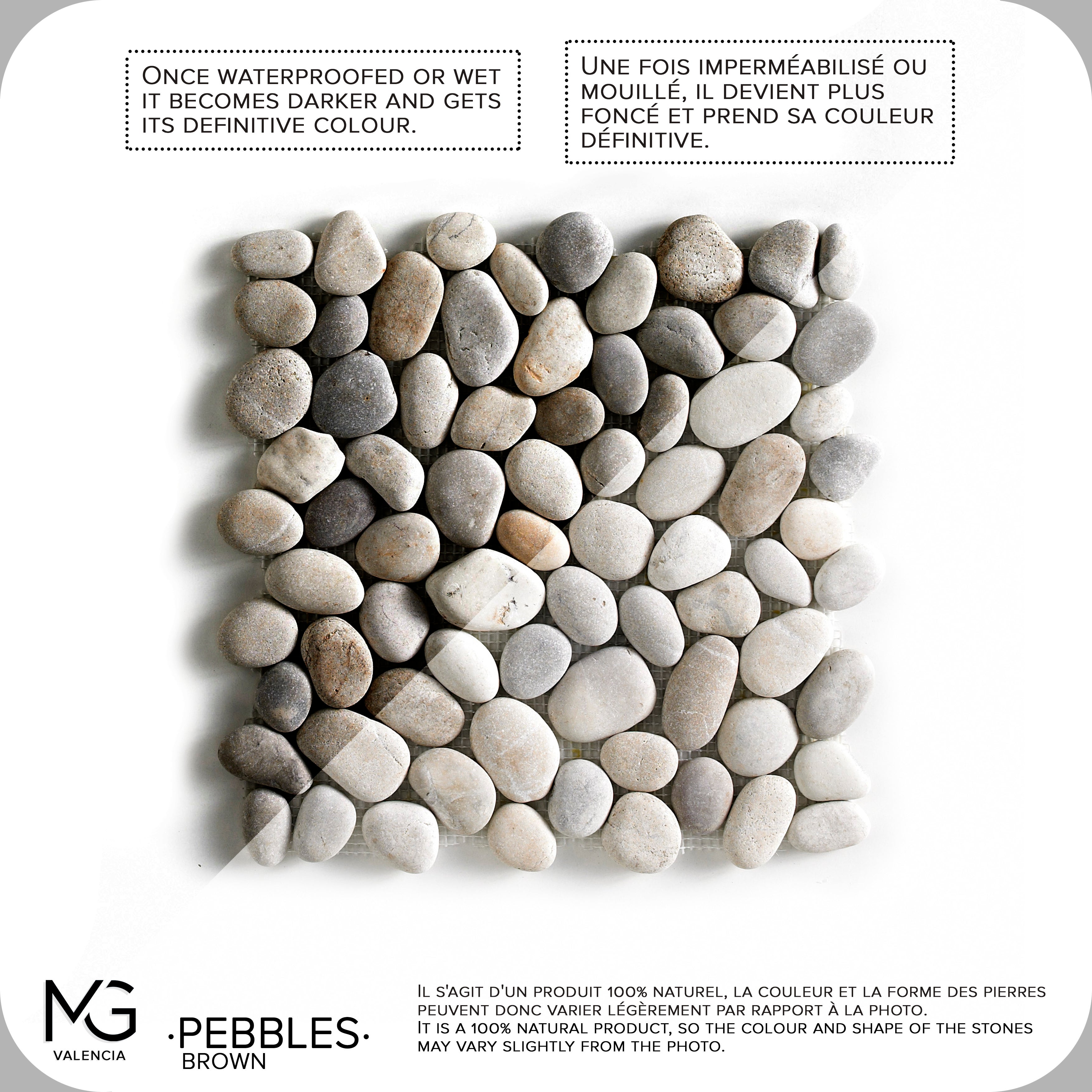 Mosaïque de galets de mer naturels 30x30cm | PEBBLES BROWN | (Boîte de 11 mailles = 1m2) - 4