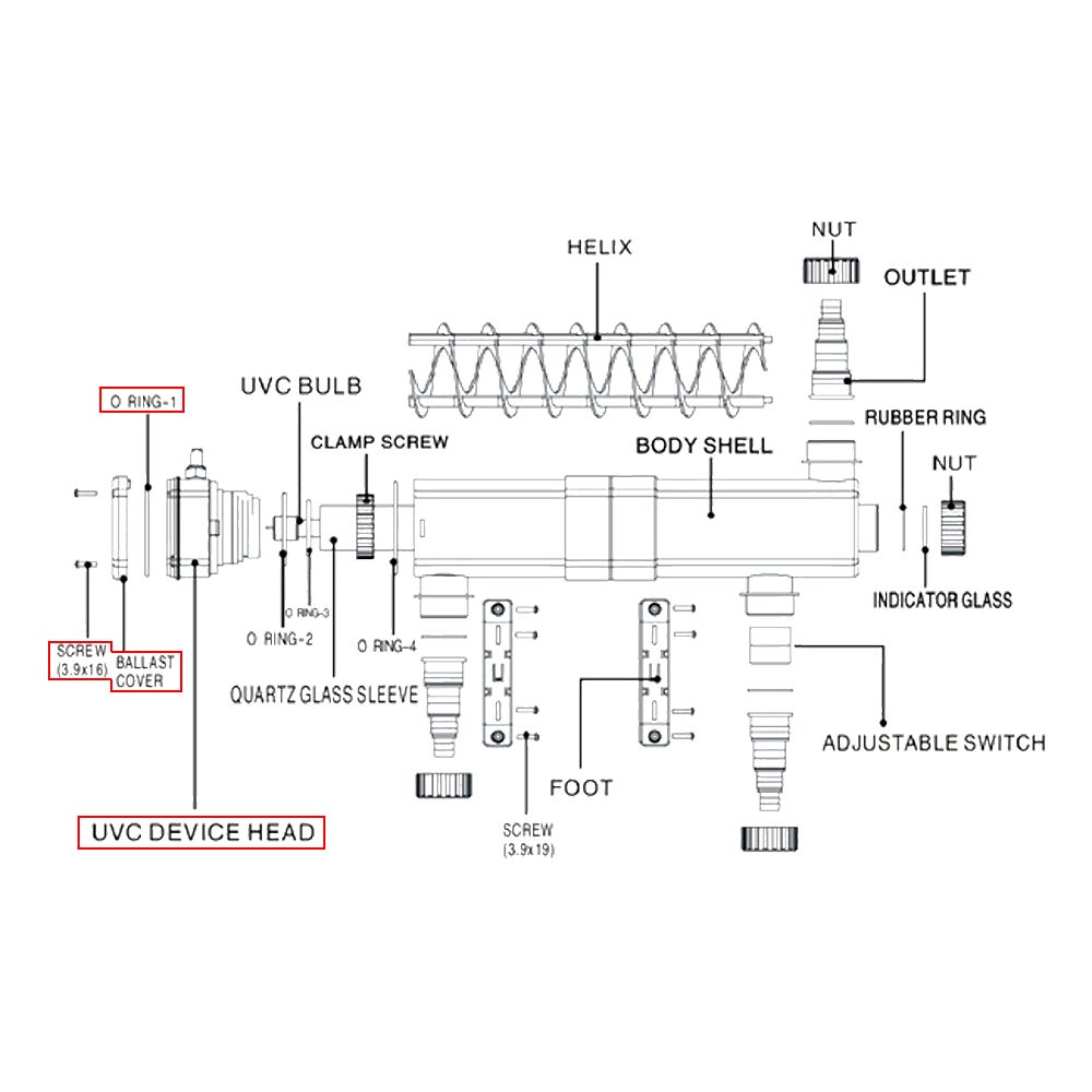 Pièce détachée pour SunSun Stérilisateur CUV-218 - Unité de raccordement UV - 4