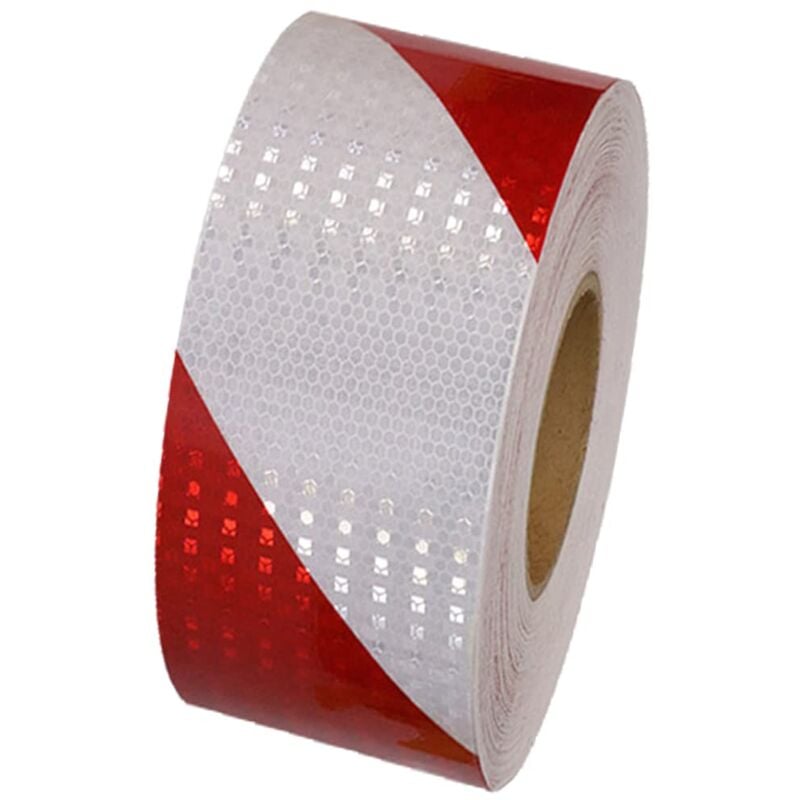 Samoprzylepna taśma odblaskowa, taśma ostrzegawcza, odblaskowa taśma ostrzegawcza 25m x 5cm, czerwono-biała taśma sygnalizacyjna