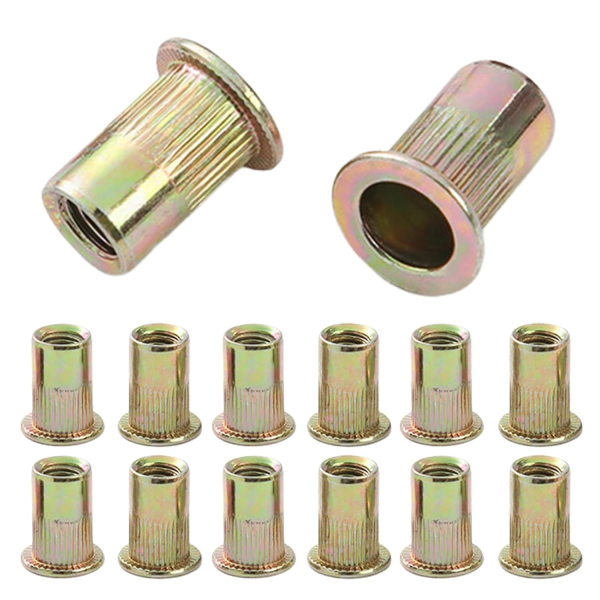 20 Pièces Écrous à Sertir M8, Inserts Filetés en Acier au Carbone Zincé ...