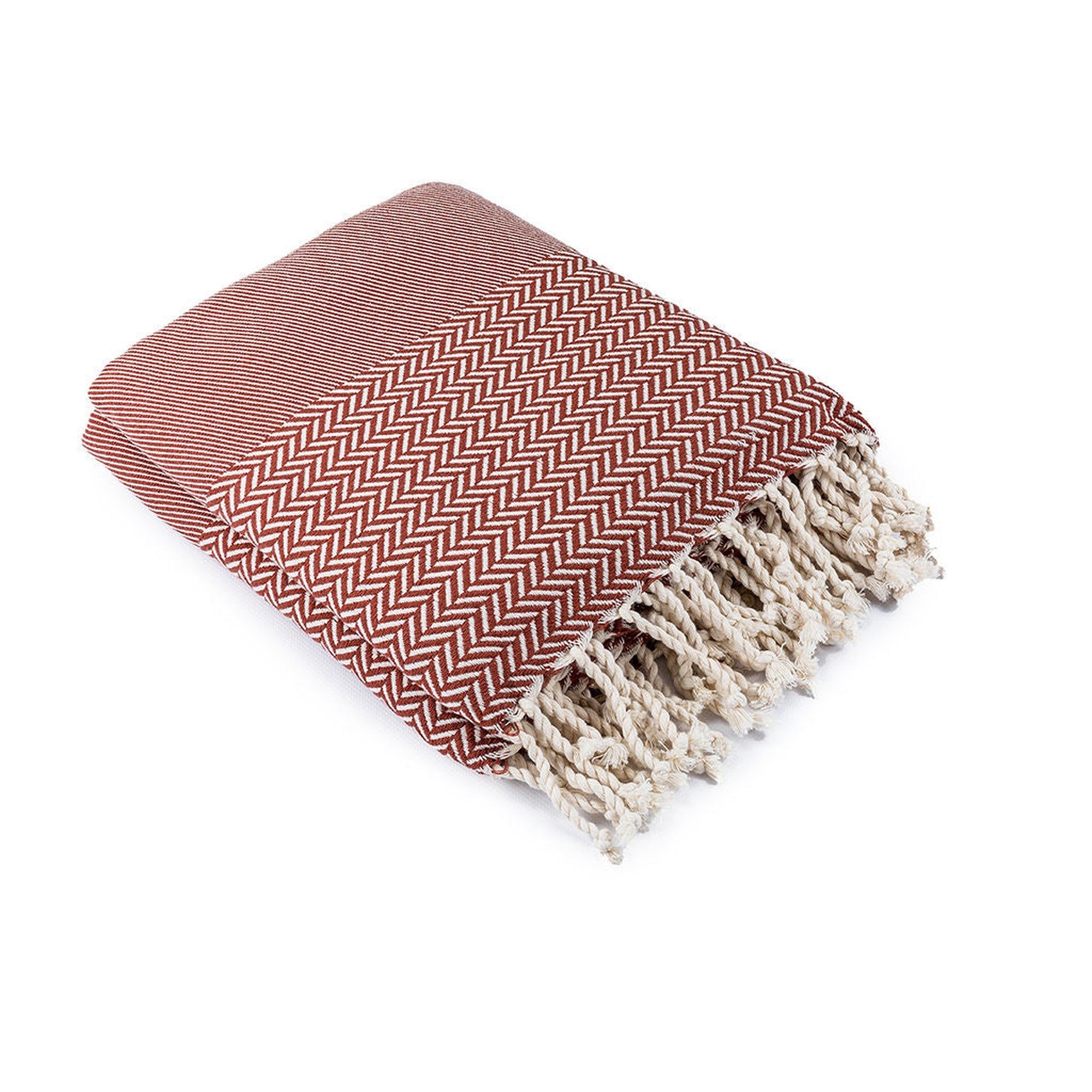 Plaid 130x170 coton rouge tomette - 2