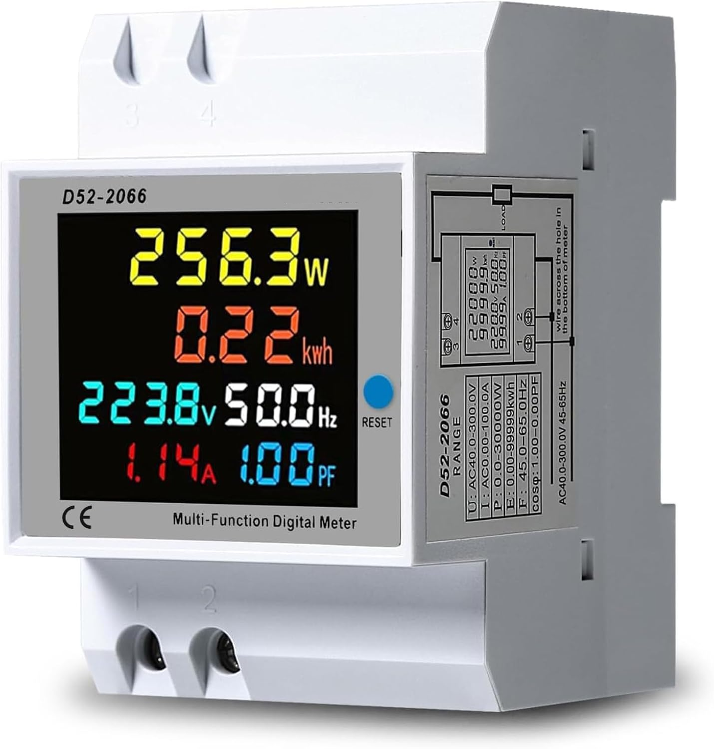 Diymore Compteur d'énergie Rail DIN AC 40-300V 100A 6 en 1 LCD Digital Electricity Meter AC