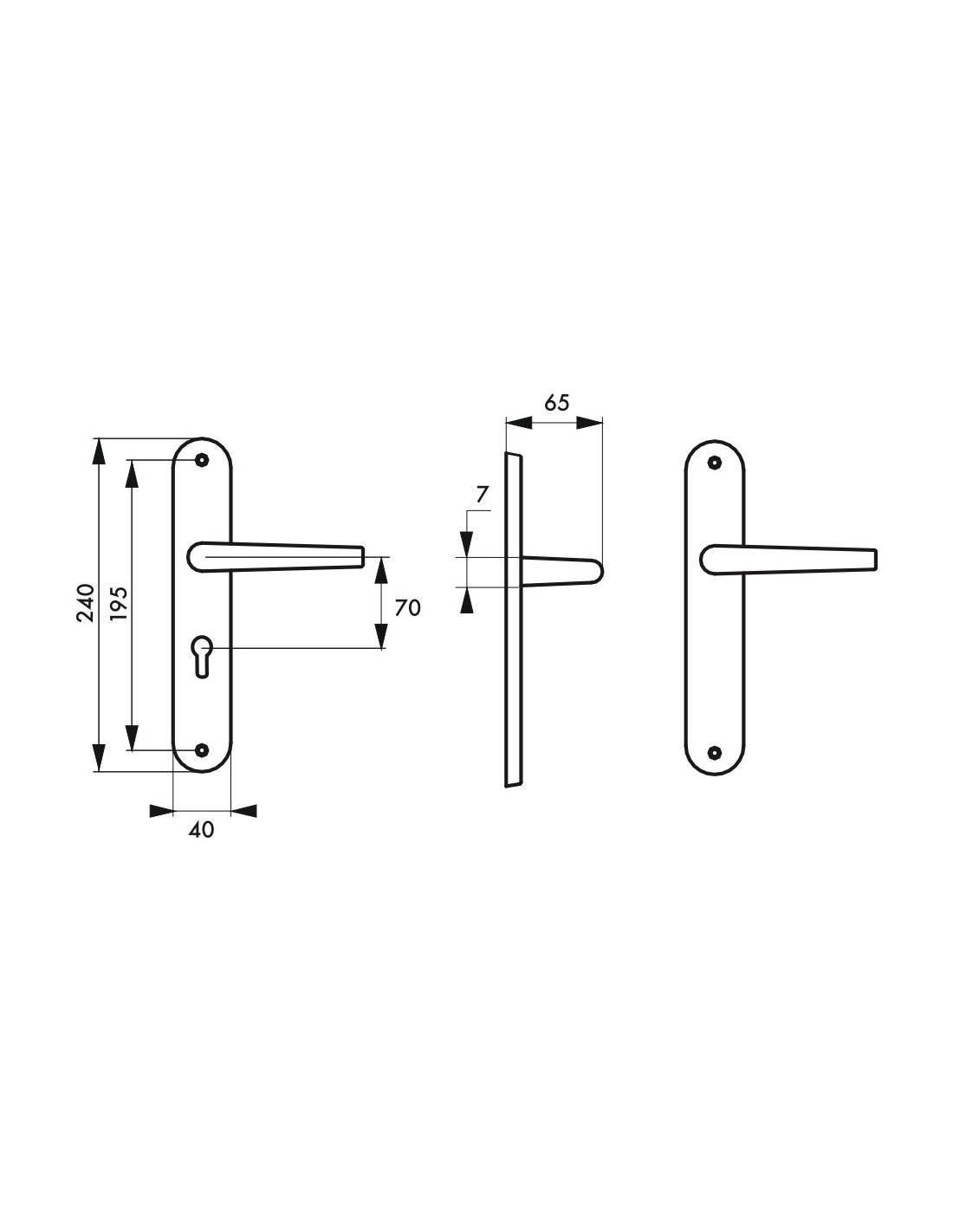 THIRARD - Ensemble de poignées pour porte d'entrée Vesta trou de cylindre, carré 7mm, entr'axes 195mm, nickelé satiné - THIRARD - 3