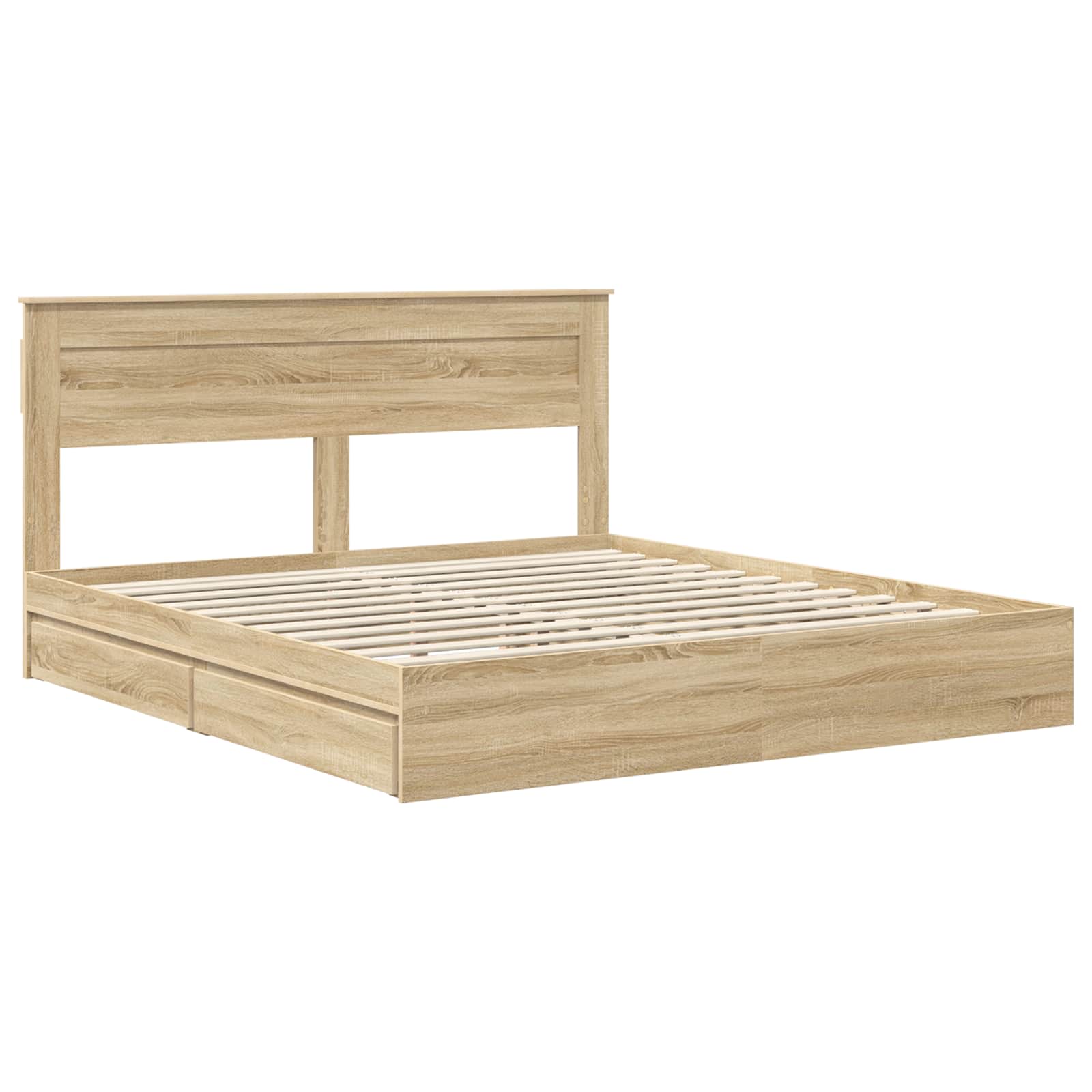 Lit de rangement chêne 180 x 200 cm panneau de bois - 4