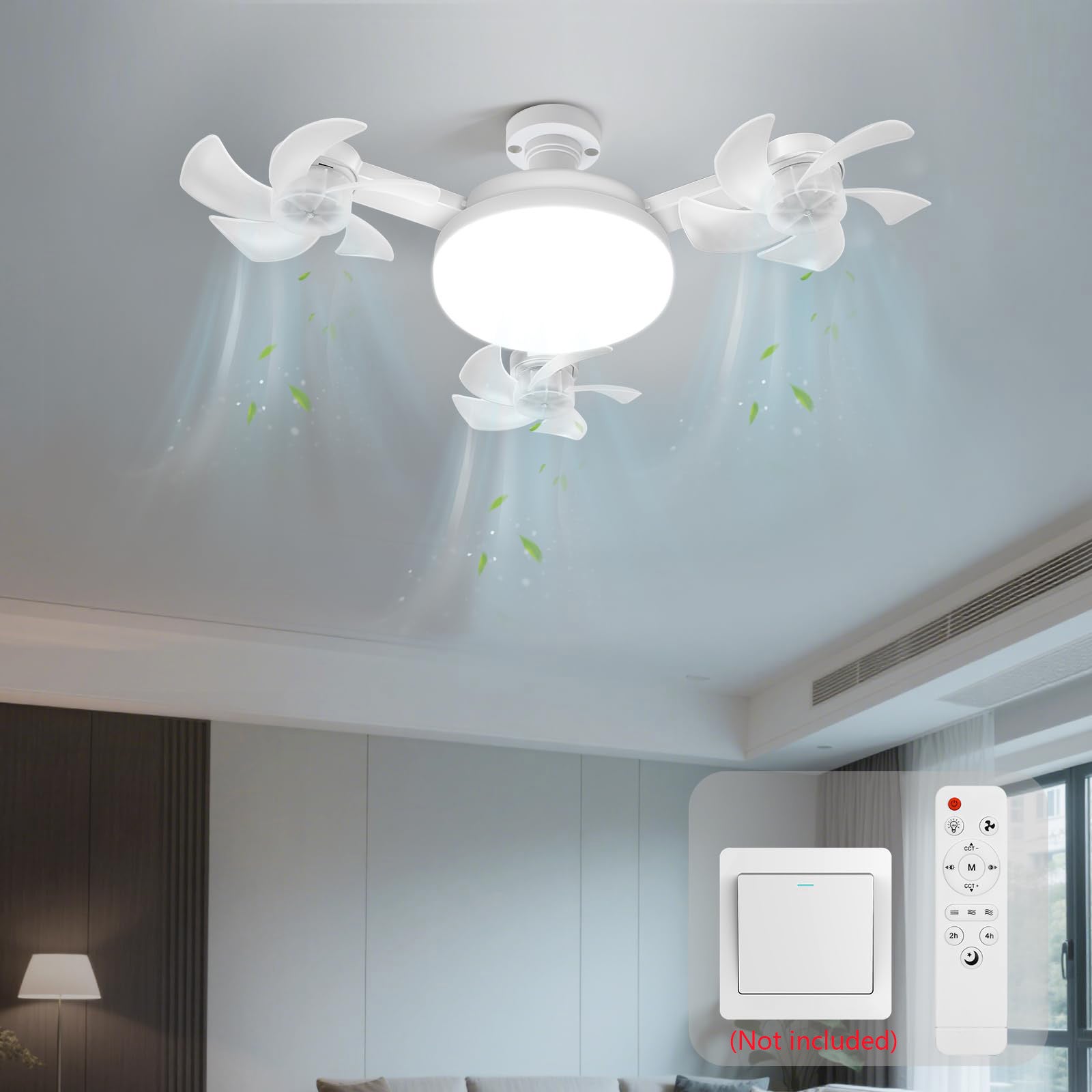 Ventilateur De Plafond Avec Lumière LED 45 Cm - Télécommande Et Appli | 4 Vitesses, 24W, 3 Températures De Couleur