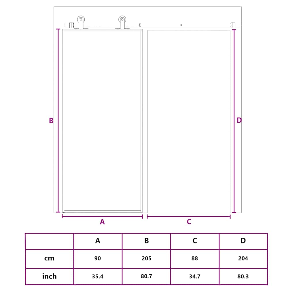vidaXL Porte coulissante Verre ESG dépoli et aluminium 90x205 cm Noir - 8