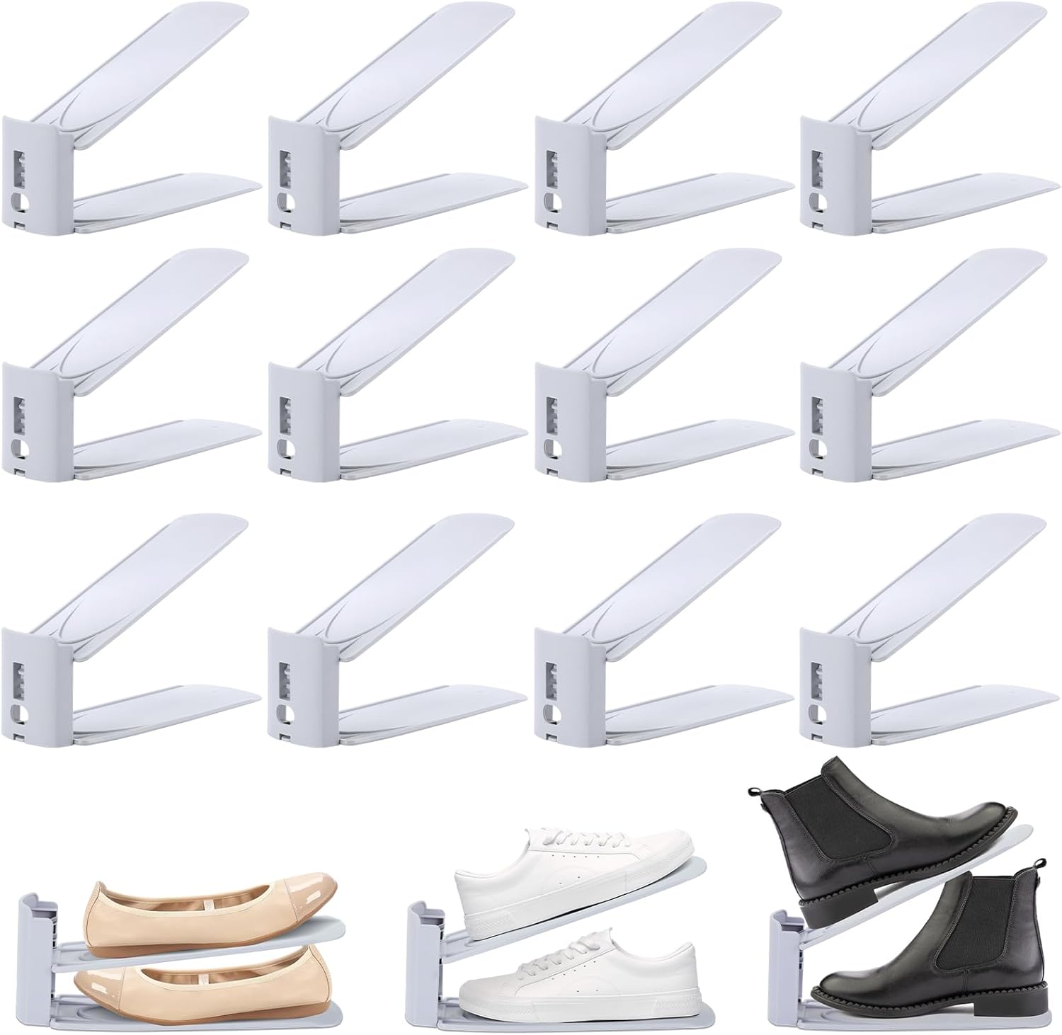 Étagère à Chaussures Métal 30 Paires - Rangement Gain De Place 10 Niveaux - 151 Cm