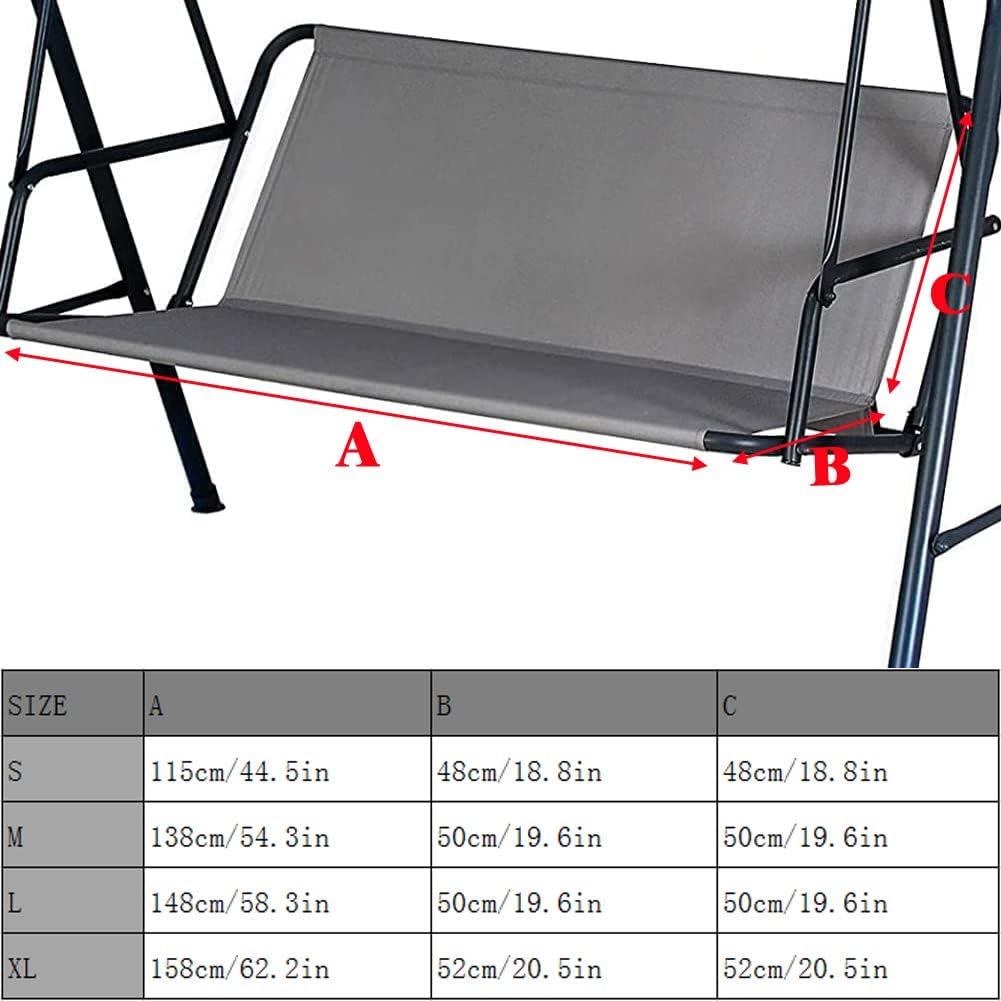 Housse de rechange pour balancelle de jardin 2/3 places, tissu Oxford 600D imperméable, idéale pour les terrasses de jardin -115x50x50cm-Gris - 2