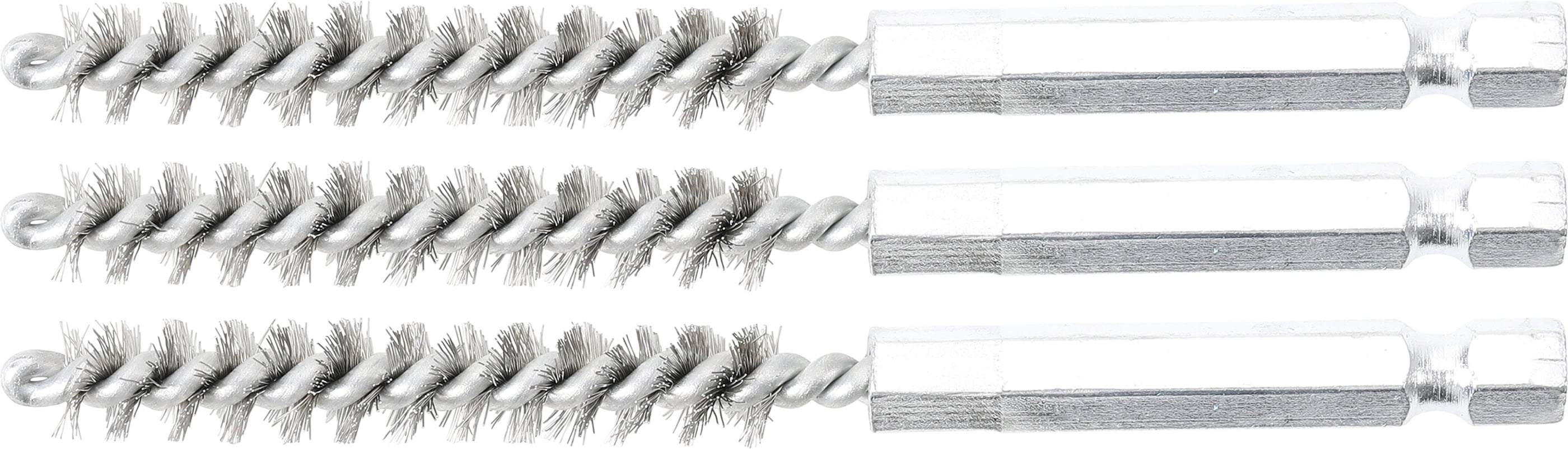 BGS 3078-8-S | Spazzola in acciaio | 3 pezzi | 8 mm | Attacco esagono esterno 6,3 mm (1/4") | Spazzole forate | per BGS 3078