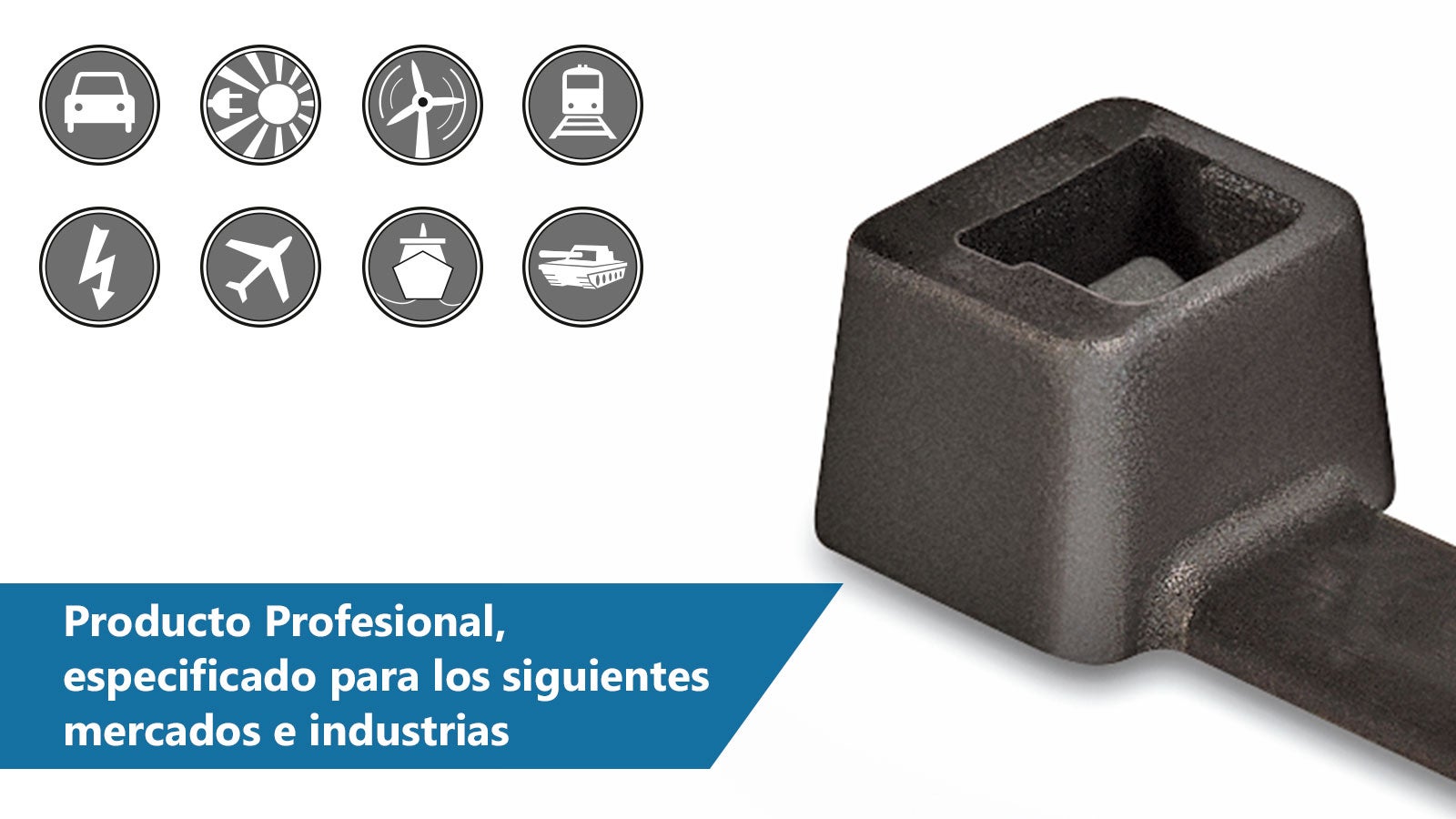 Bridas HellermannTyton de Uso Externo 200x4.6mm PA66W Resistentes a los UV- negro diente de plástico, Bolsa de 100 unidades - 3