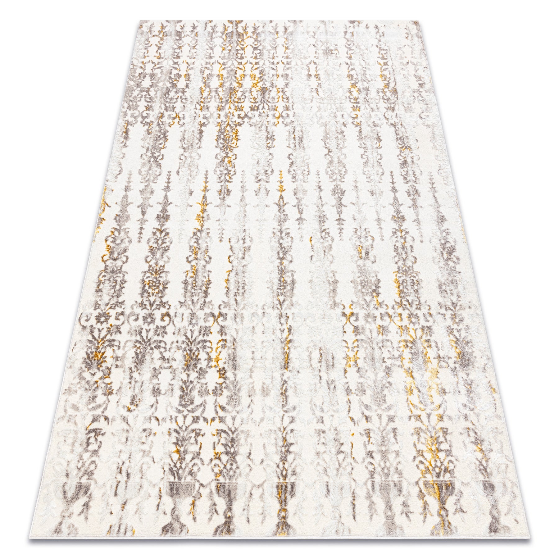 Alfombra core 241a ornamento vintage - estructural, dos niveles de vellón, beige / oro 160x220 cm