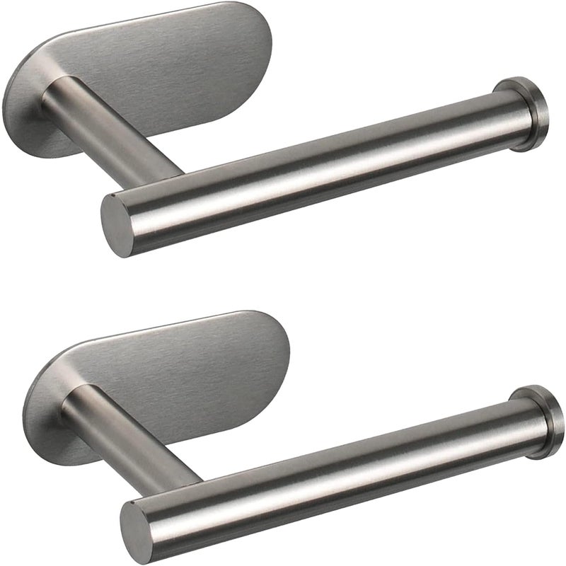 Samoprzylepny uchwyt na papier toaletowy, stal nierdzewna, srebrny, bez wiercenia, do łazienki, kuchni i pralni, 2 sztuki