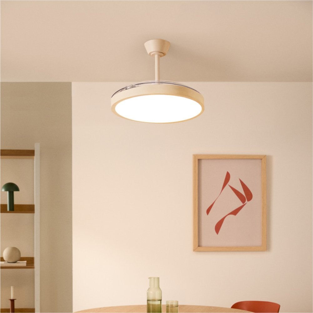 CREATE - WIND CLEAR STUDIO - Wentylator sufitowy 40W cichy z chowanymi łopatkami i oświetleniem LED, różne rozmiary -