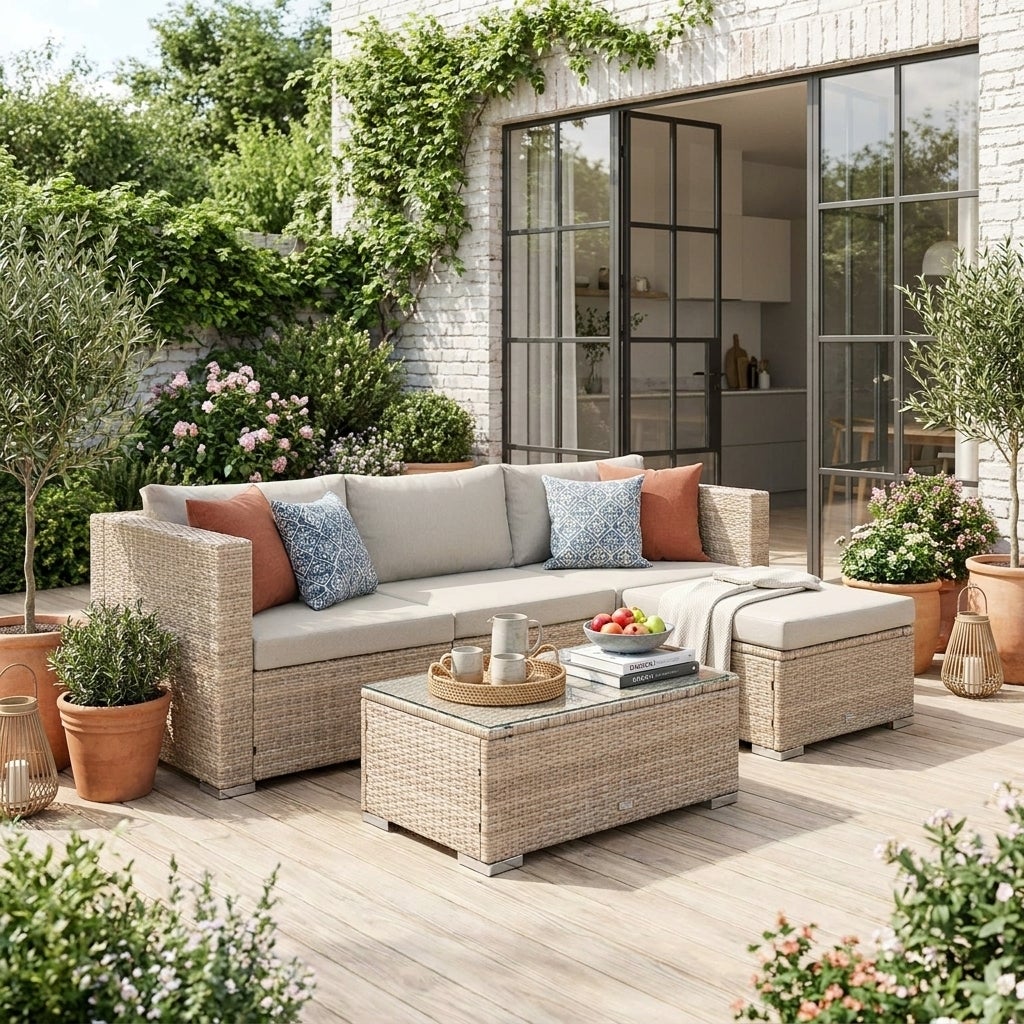 ロイヤルリモージュ PETIT JARDIN Conjunto de jardín de resina, 4 plazas Natural - 70x70x63 cm