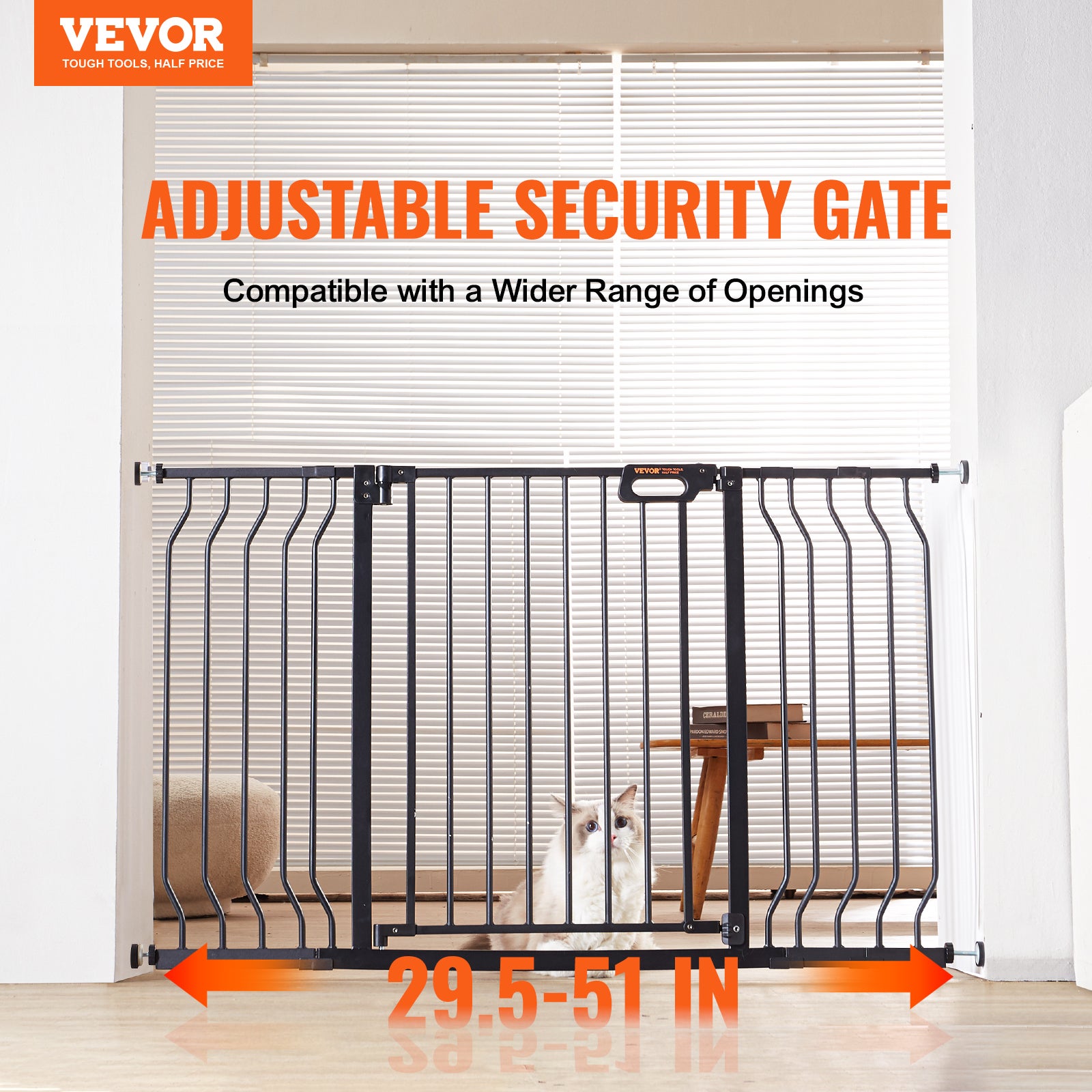 Barrière Sécurité Extensible VEVOR 75-135 cm Hauteur de 76 cm Barrière d'Escalier à Fermeture Automatique sans Perçage Grande Ouverture 533 mm - 2
