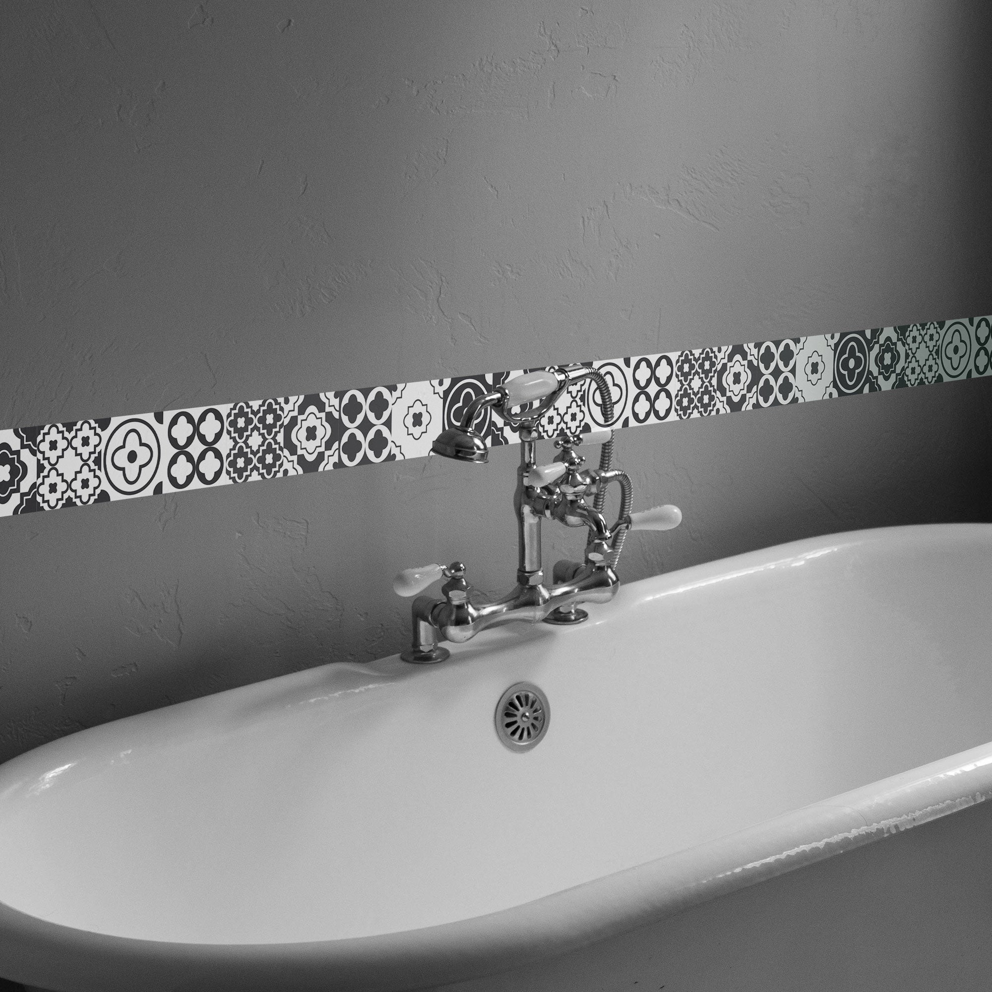 Friso adhesivo decorativo, motivo de baldosas hidráulicas estilo antiguo, 5 cm x 300 cm - 4