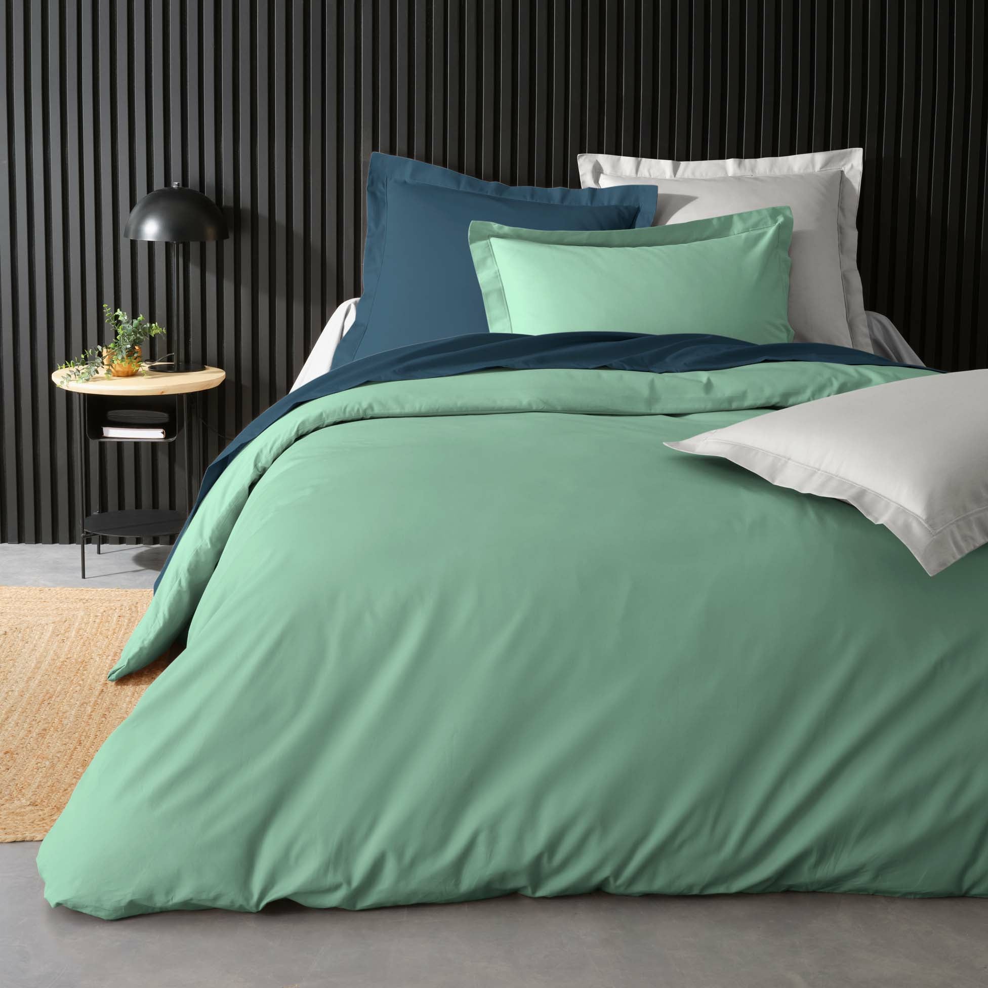 Housse de couette 2 personnes 260 x 240 cm percale de coton 78 fils Blanc - 3