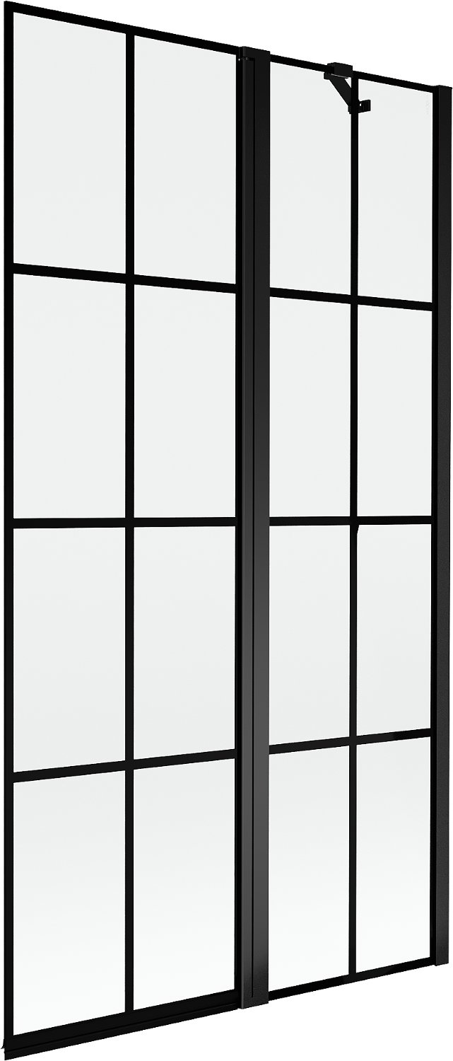 Mexen Mist parawan nawannowy 2-skrzydłowy prawy 100 x 150 cm, czarna kratka, czarny - 8A9-100-011-70-77-P