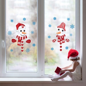 Adesivi murali per finestre di Buon Natale Babbo Natale Cervo Albero di Natale Fiocchi di neve Adesivi Ornamenti V - Italia