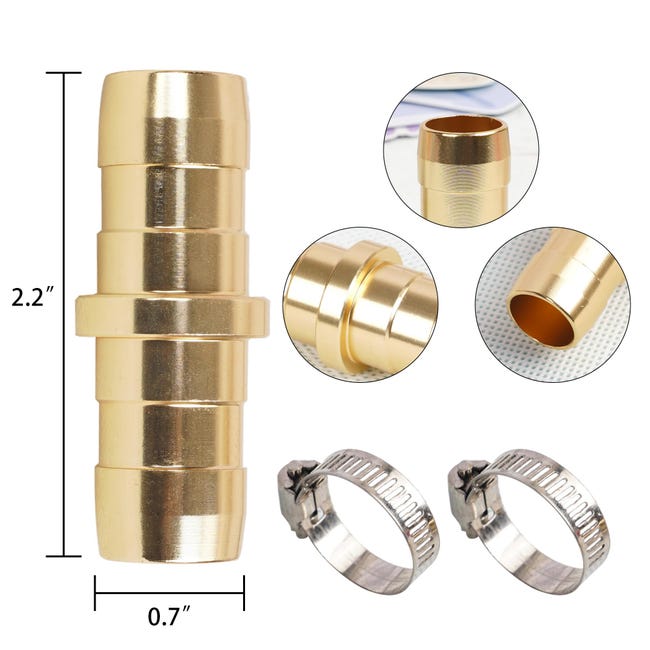 Connettori Per Tubo Da Giardino In Ottone, 2 Pezzi Femmina 3/4 X 5/8, Con Morsetti In Acciaio Inox, Per Riparazioni E Collegamenti Senza Perdite