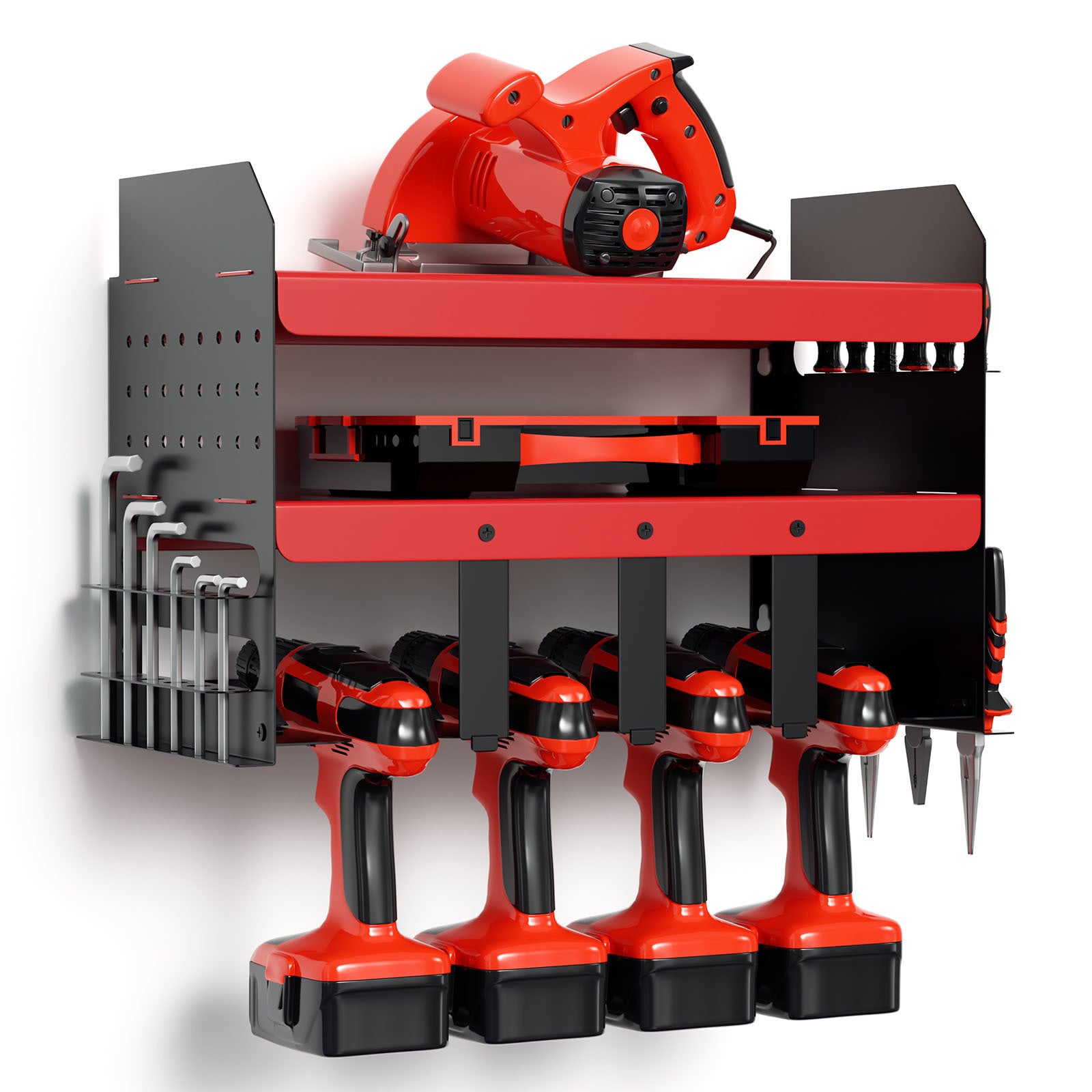Organizzatore Da Parete Per Utensili Elettrici POSHGRAND - Scaffale In Metallo 3 Livelli Per 8 Trapani E Accessori