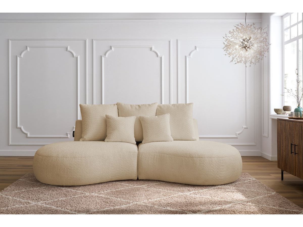 BOBOCHIC Canapé droit fixe 3 places SAINT-GERMAIN tissu bouclette Beige - 4
