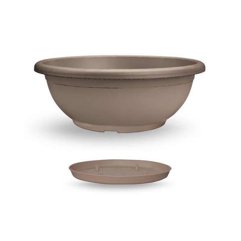 Ciotola Naxos Con Sottovaso Incastro - Vaso Basso Fioriera 40 Cm, Vari Colori - Veca