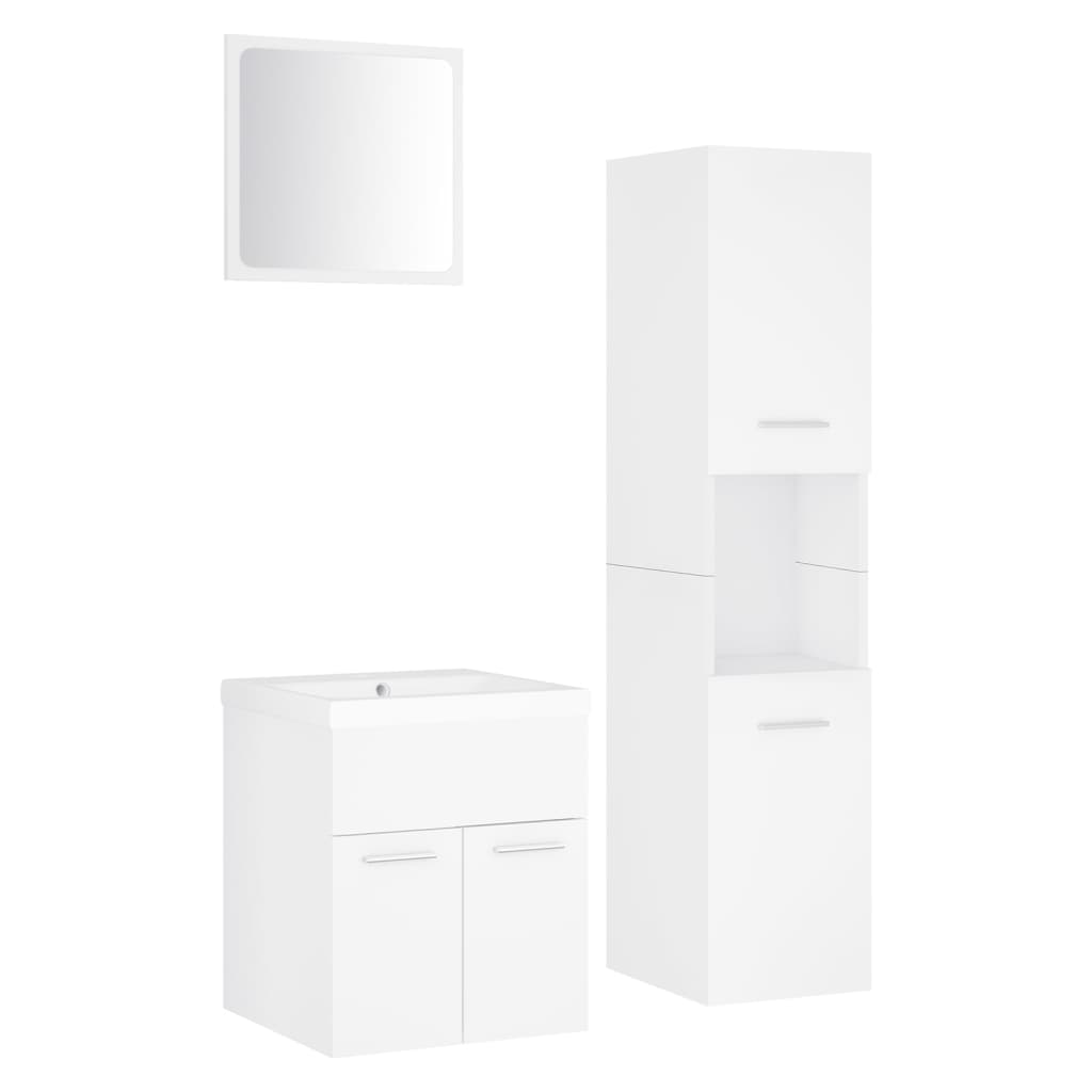 Maison Exclusive - Set Mobili da Bagno Bianco in Legno Multistrato - 2