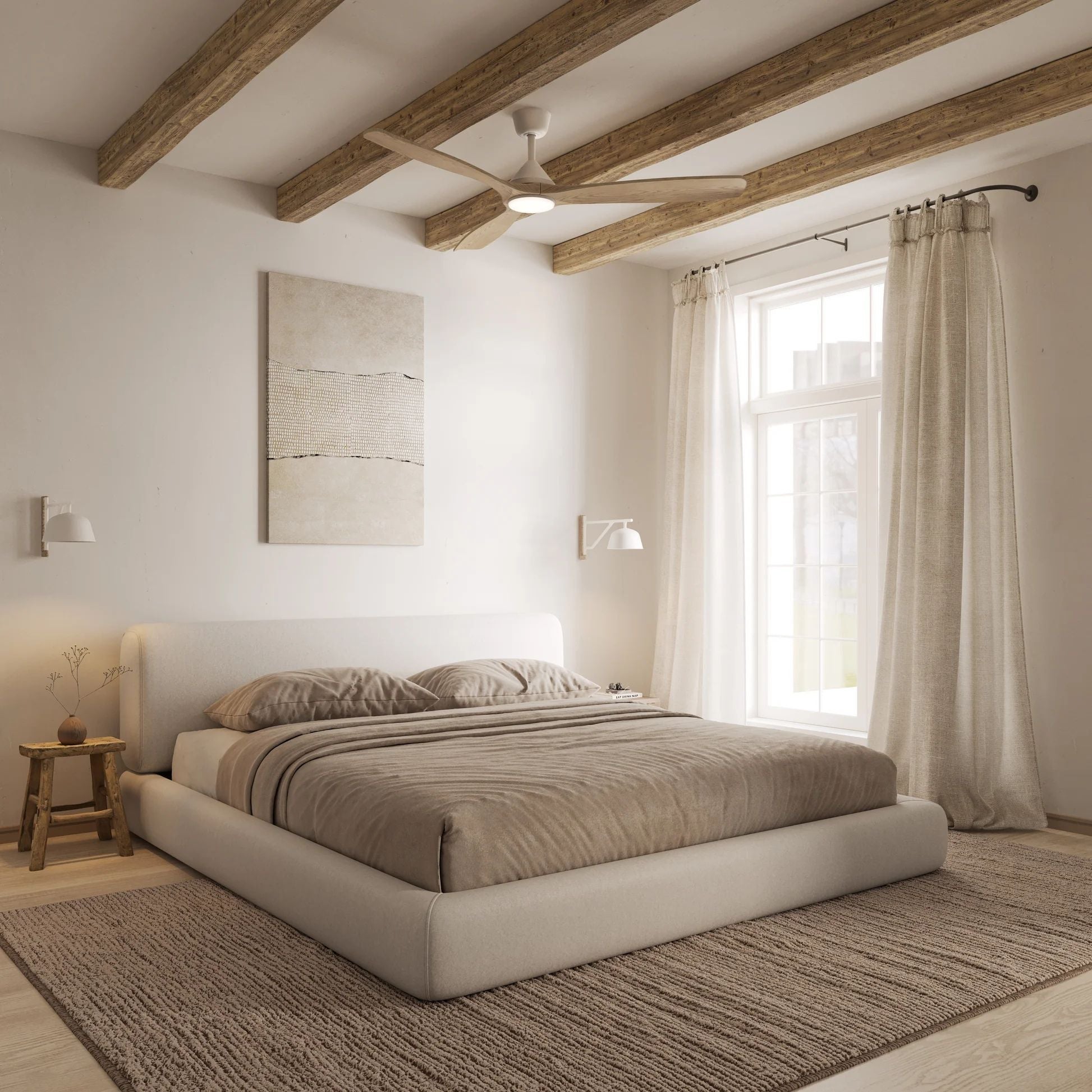 Giro Dolomiti Ventilateur de Plafond avec lumière 132 cm – 3 Pales Bois, 6 vit. + Night Comfort, Moteur Blanc · Pales Pin - 2