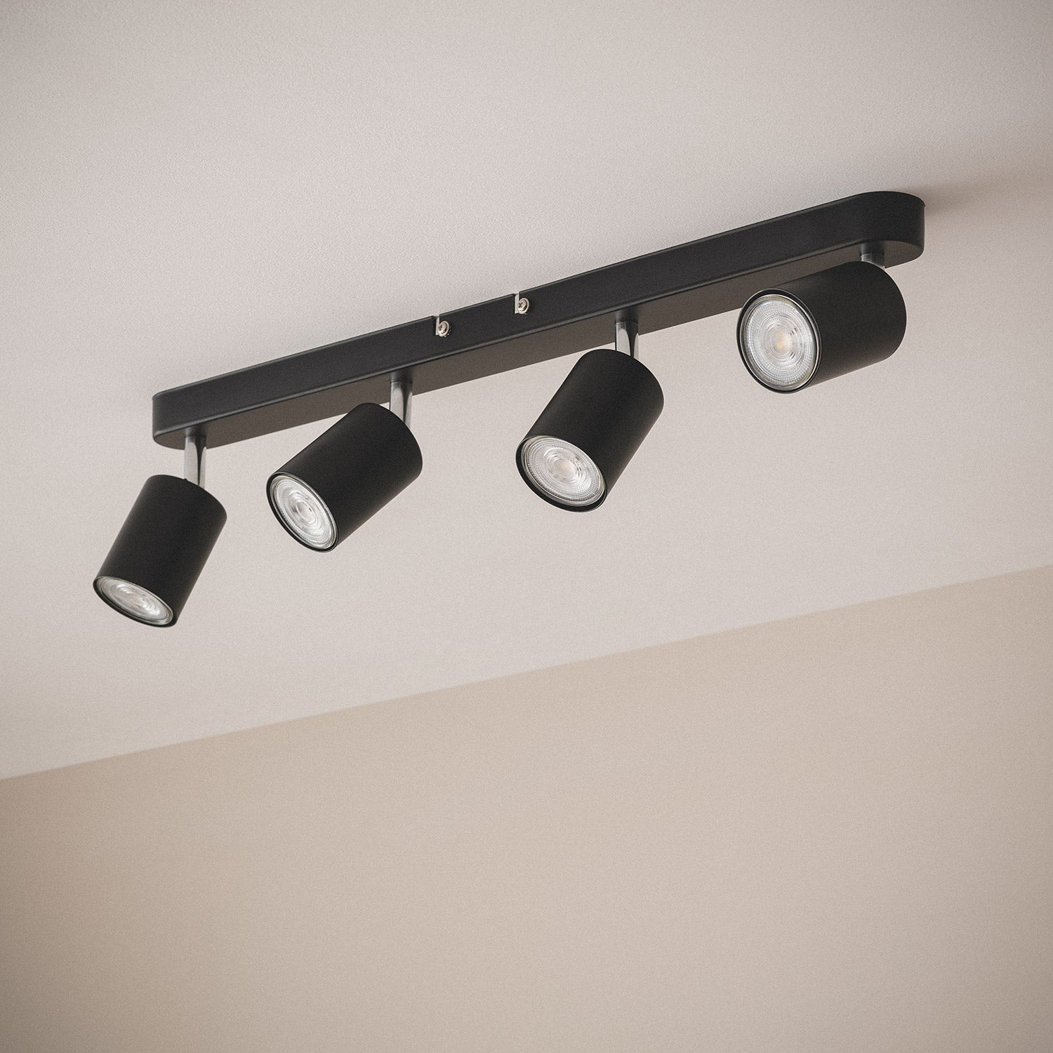 Ledkia Lampada da Soffitto Orientabile Metallo 4 Faretti Albus Black Large Nero - 2