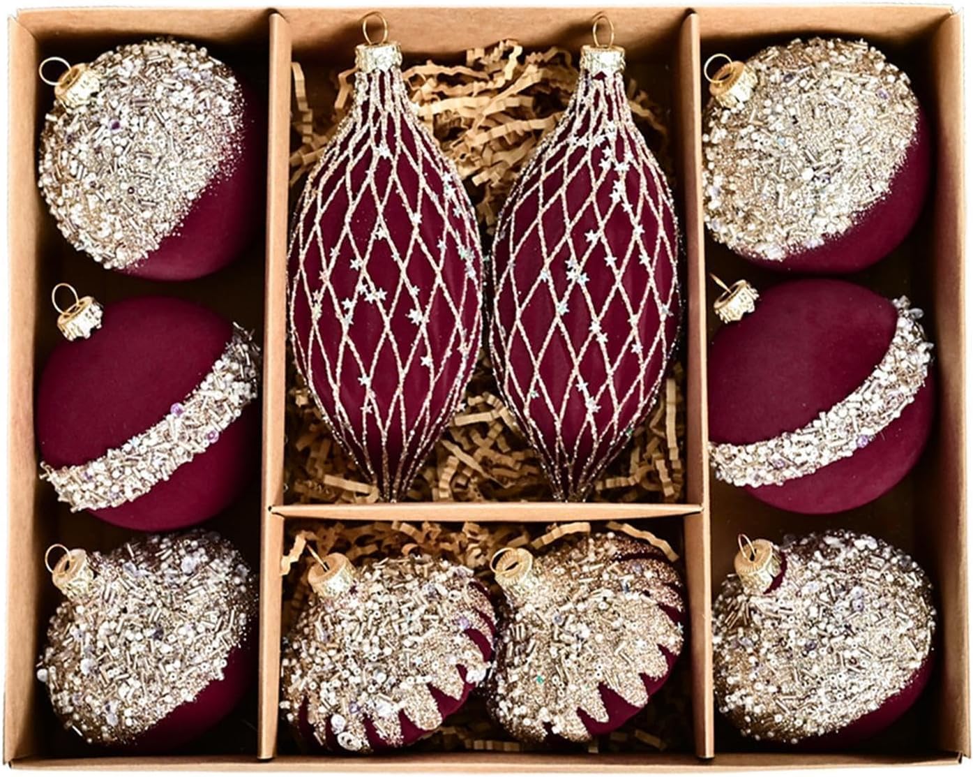 Sapin Boules Rouges Elegant Boules de Noël rouges - Décorations élégantes pour sapin - Décoration ...