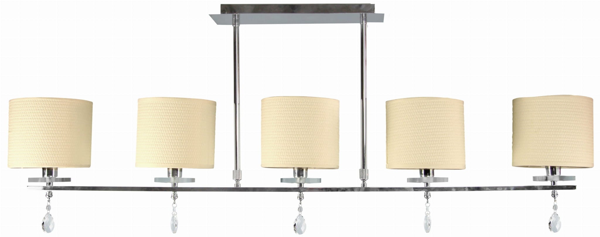 Lampa sufitowa wisząca Estera beżowo-chromowana 5xE14x40W wym: 55 x 112 x 15 cm tkanina Candellux