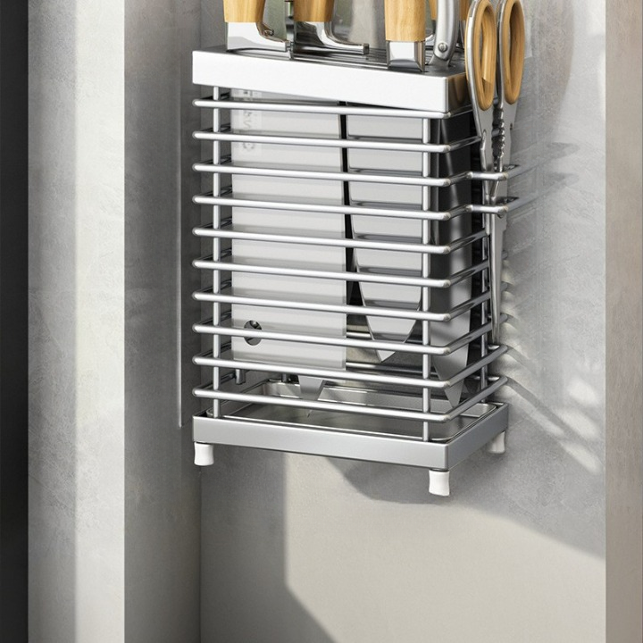 Stojak na noże ze stali nierdzewnej 304, wiszący, do kuchni, kolory ze stali nierdzewnej, 14,8*9,7*22,5 cm