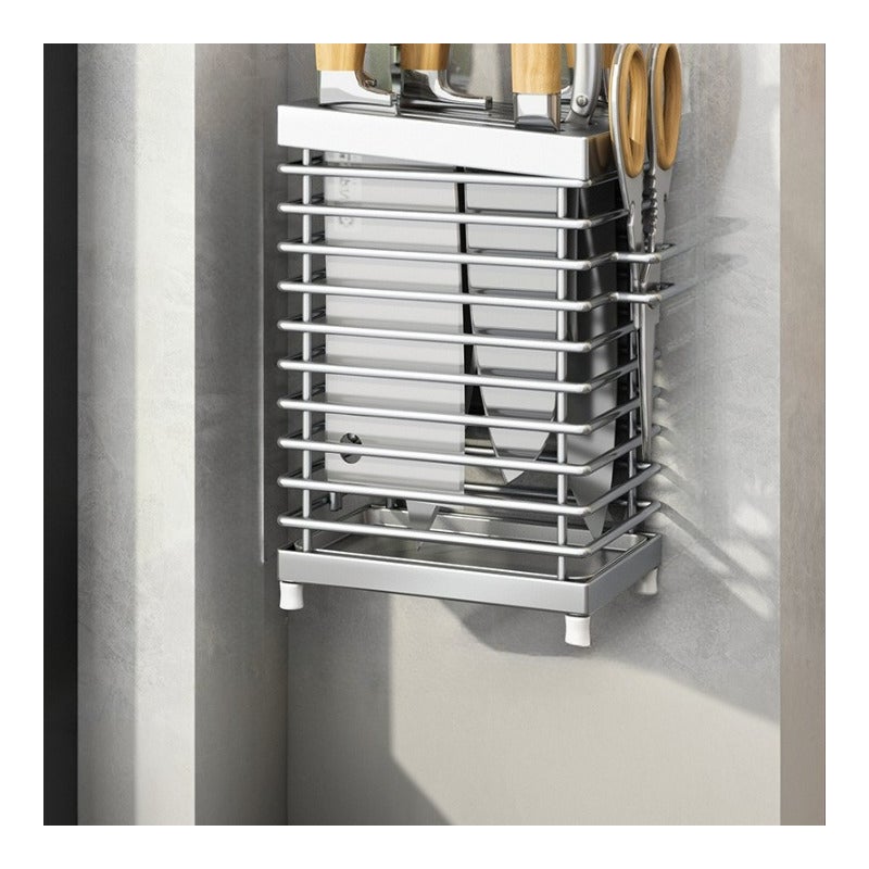 Stojak na noże ze stali nierdzewnej 304, wiszący, do kuchni, kolory ze stali nierdzewnej, 14,8*9,7*22,5 cm