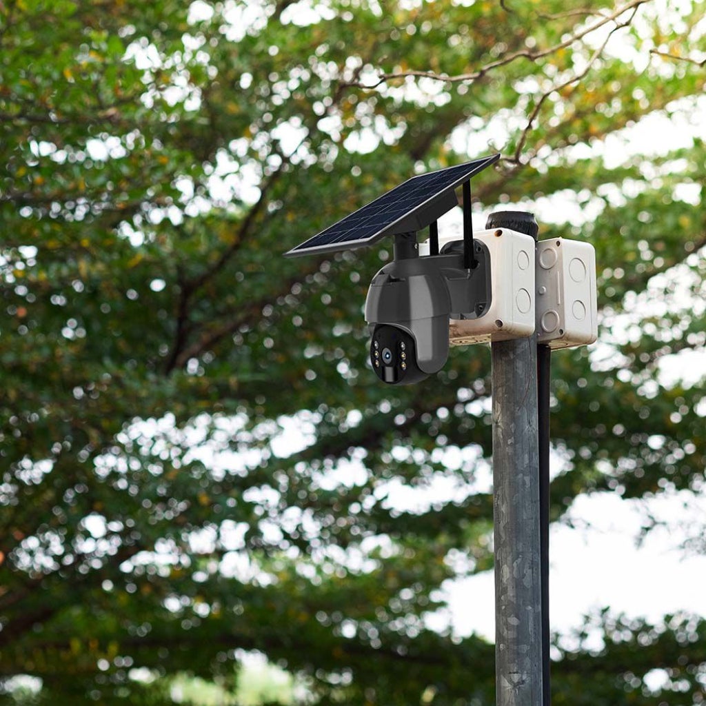 Cà¡mara de Videovigilancia con WiFi Panel Solar HD Giratorio Color ...