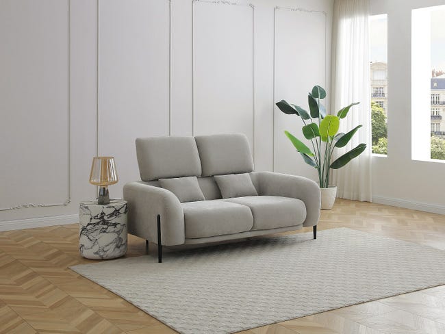 Canapé 2 Places Moderne En Tissu Chenille, Confortable Avec Coussins Epais Style Scandinave Gris Canapé 2 Places Moderne En Tissu Chenille, Confortable Avec Coussins Epais Style Scandinave Gris