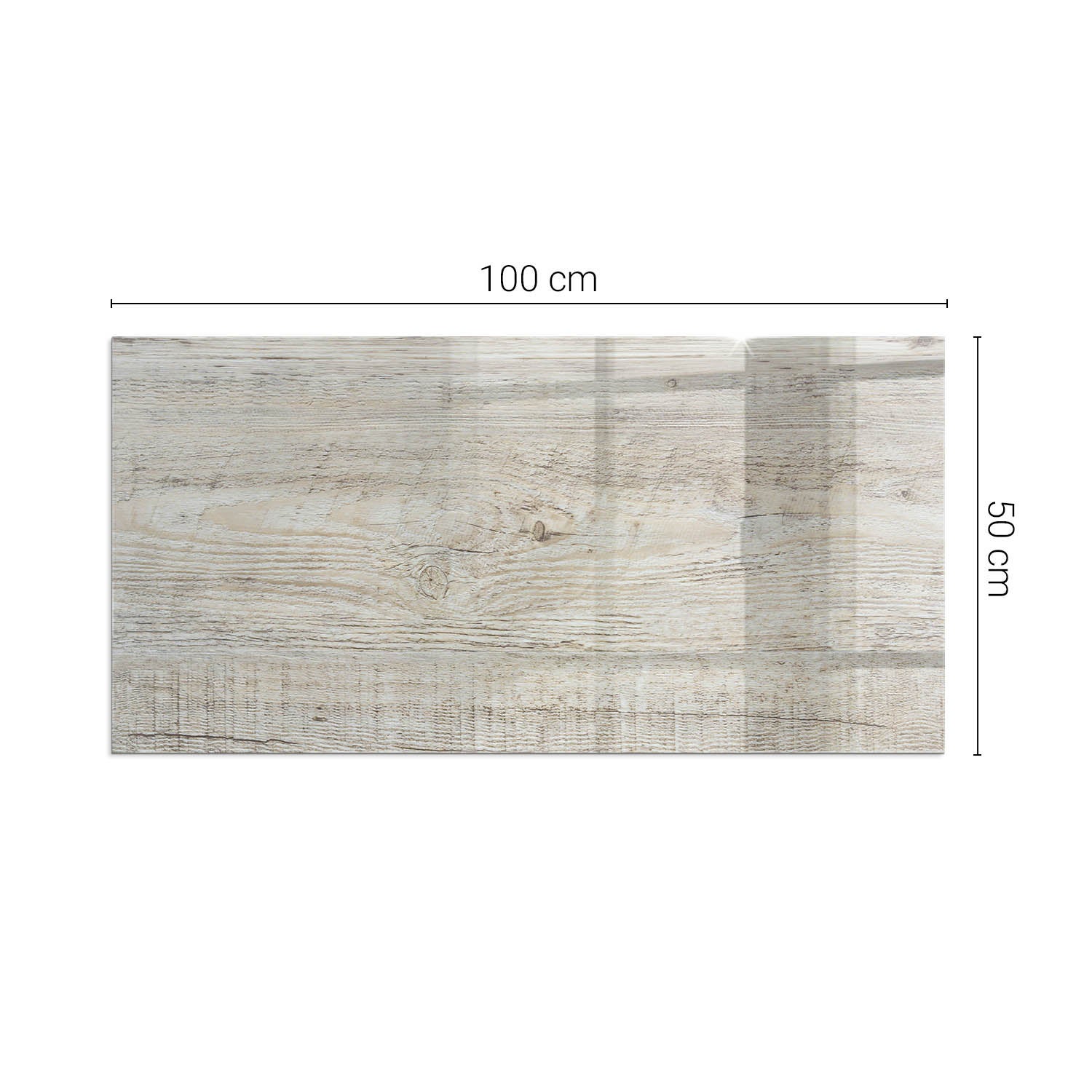 Prostokątna płyta szklana ochronna pod piecyk, kominek - 100x50 cm - Jasna tekstura drewna - TULUP - 2