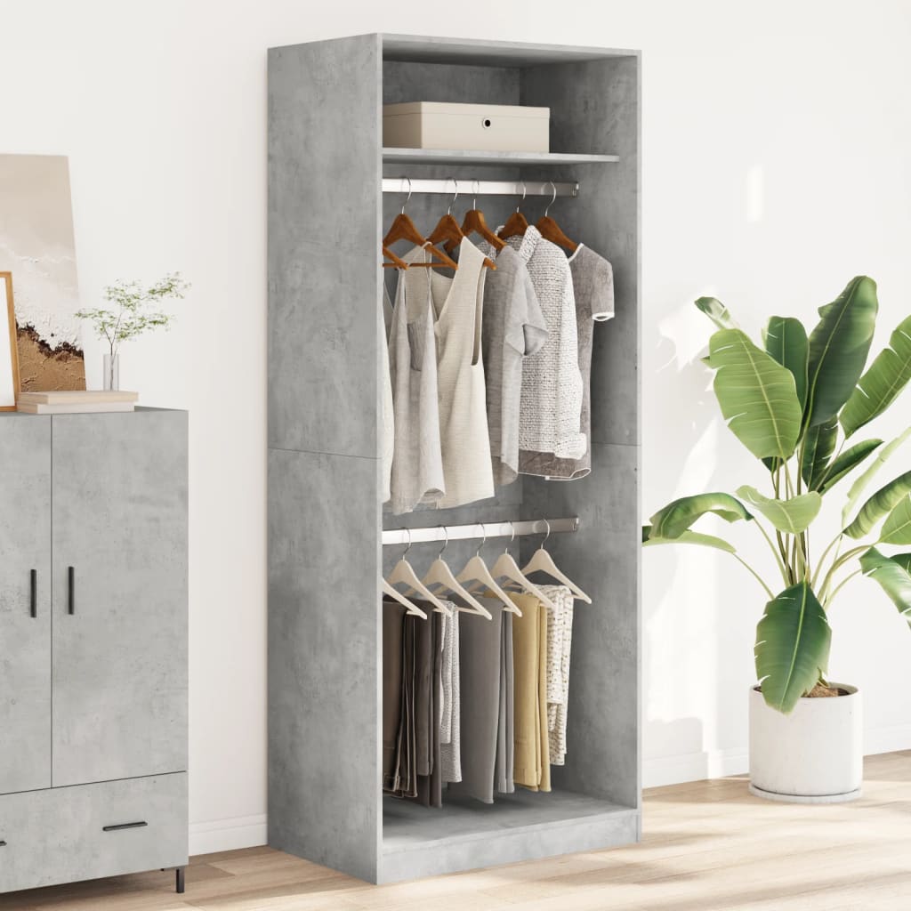 Garde-robe | Armoire de rangement gris béton 80x50x200 cm bois d'ingénierie CFW778159 - 3